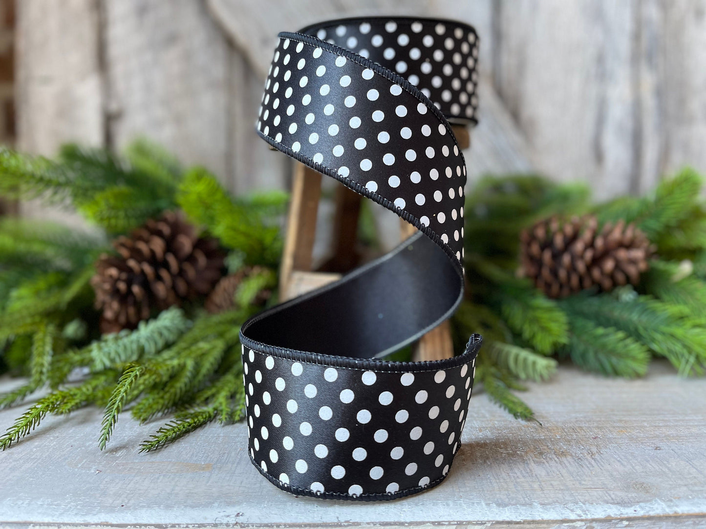 2.5" Black White Mini Dots, Farrisilk Ribbon, Polka Dot RIbbon