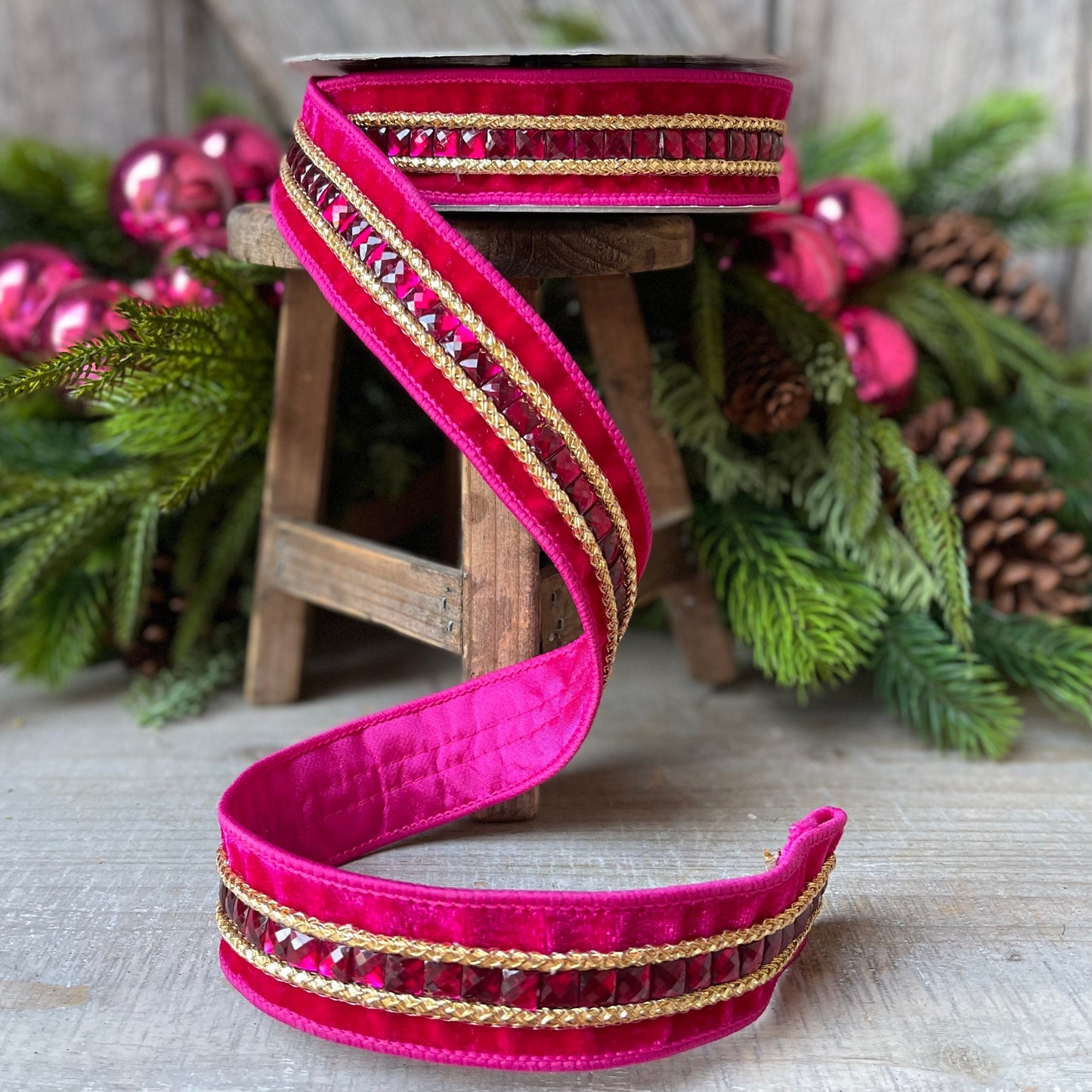 1.5" Hot Pink Gemstones, Farrisilk