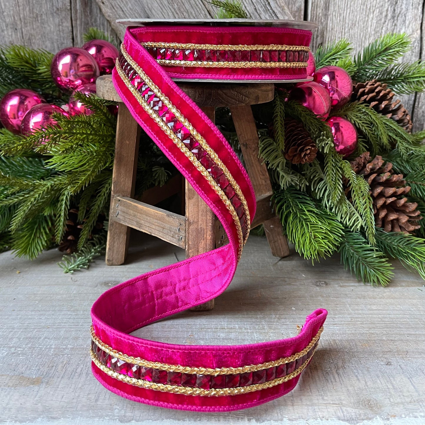 1.5" Hot Pink Gemstones, Farrisilk