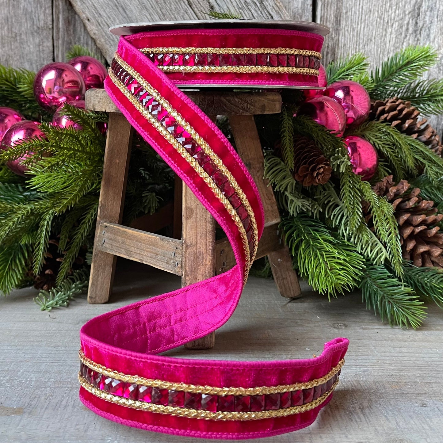 1.5" Hot Pink Gemstones, Farrisilk