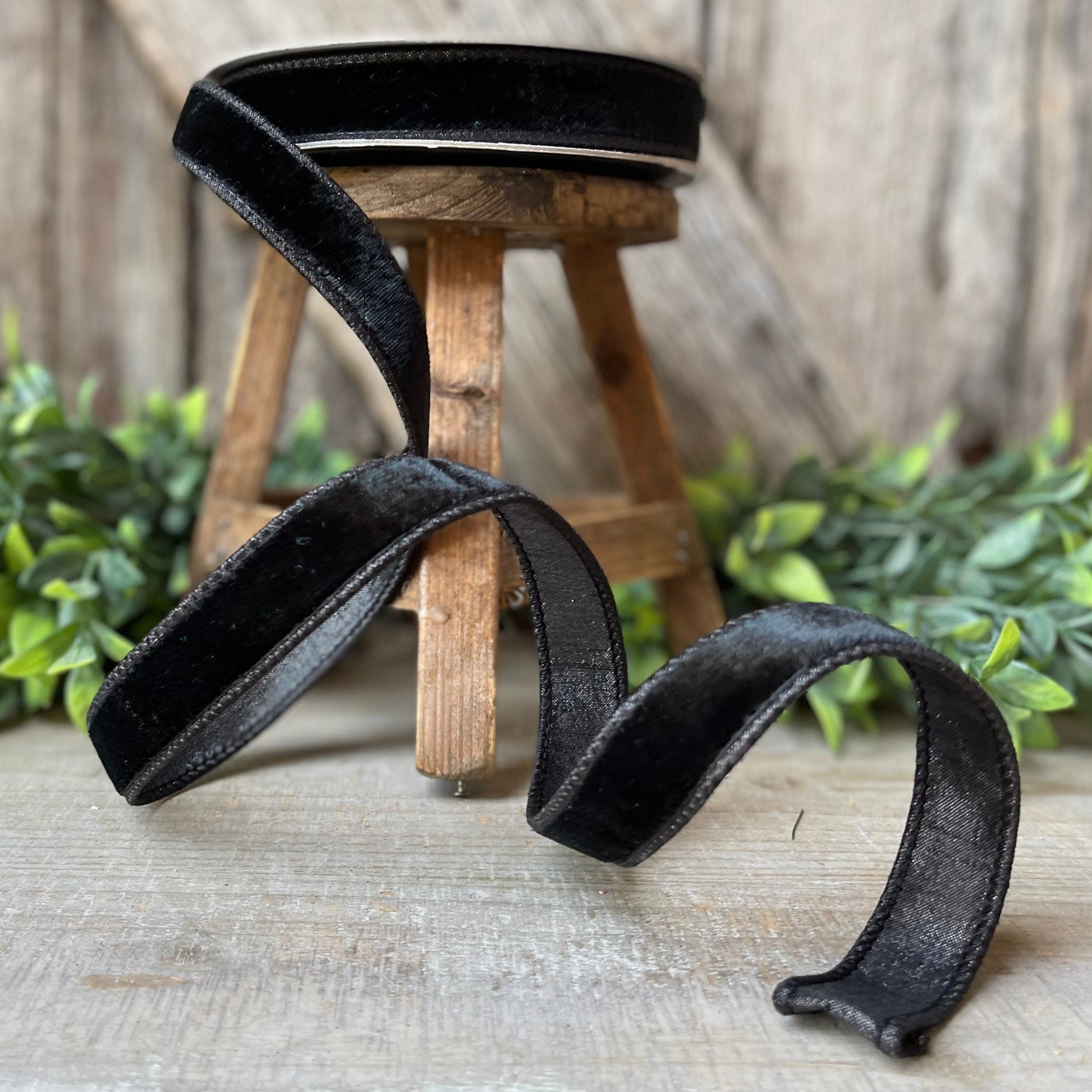 1" Black Velvet RIbbon, Farrisilk Ribbon, Farrisilk Velvet Ribbon