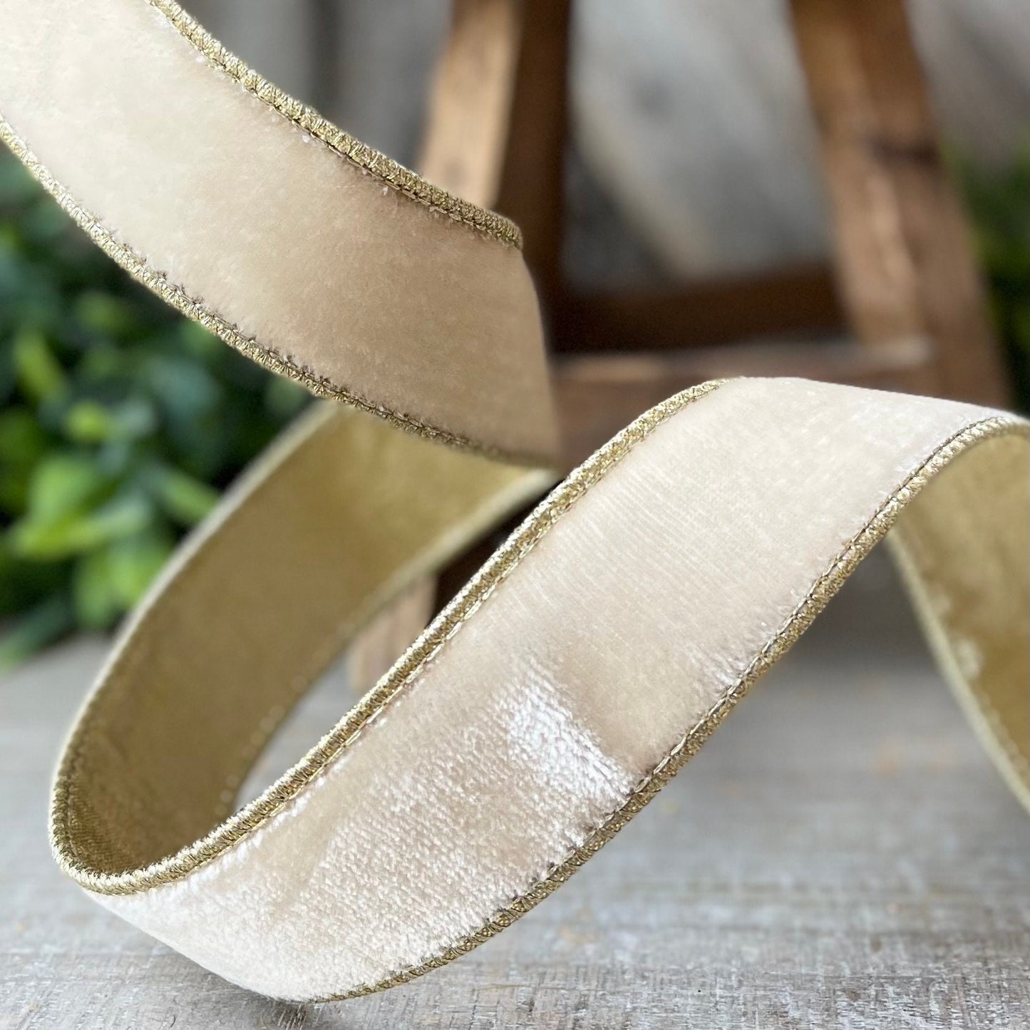 1.5" Cream White Flashy Velvet, Farrisilk Ribbon
