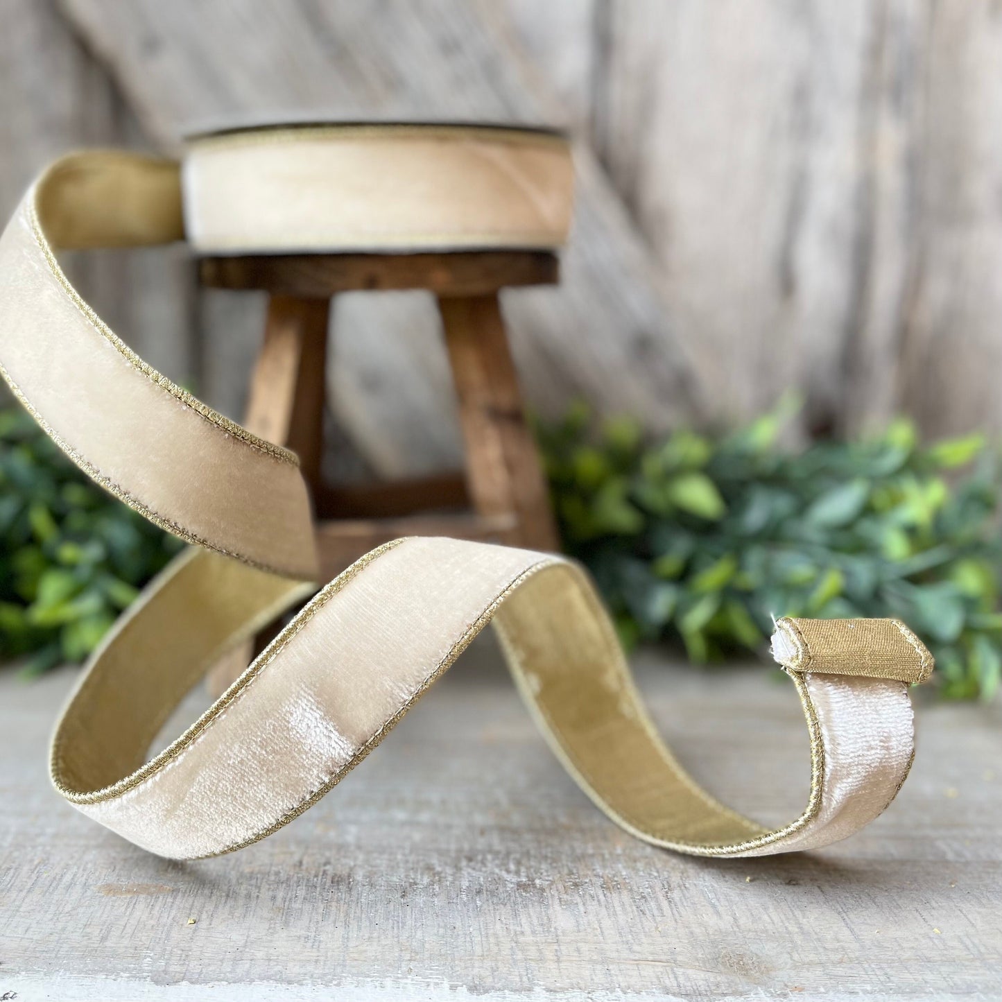 1.5" Cream White Flashy Velvet, Farrisilk Ribbon
