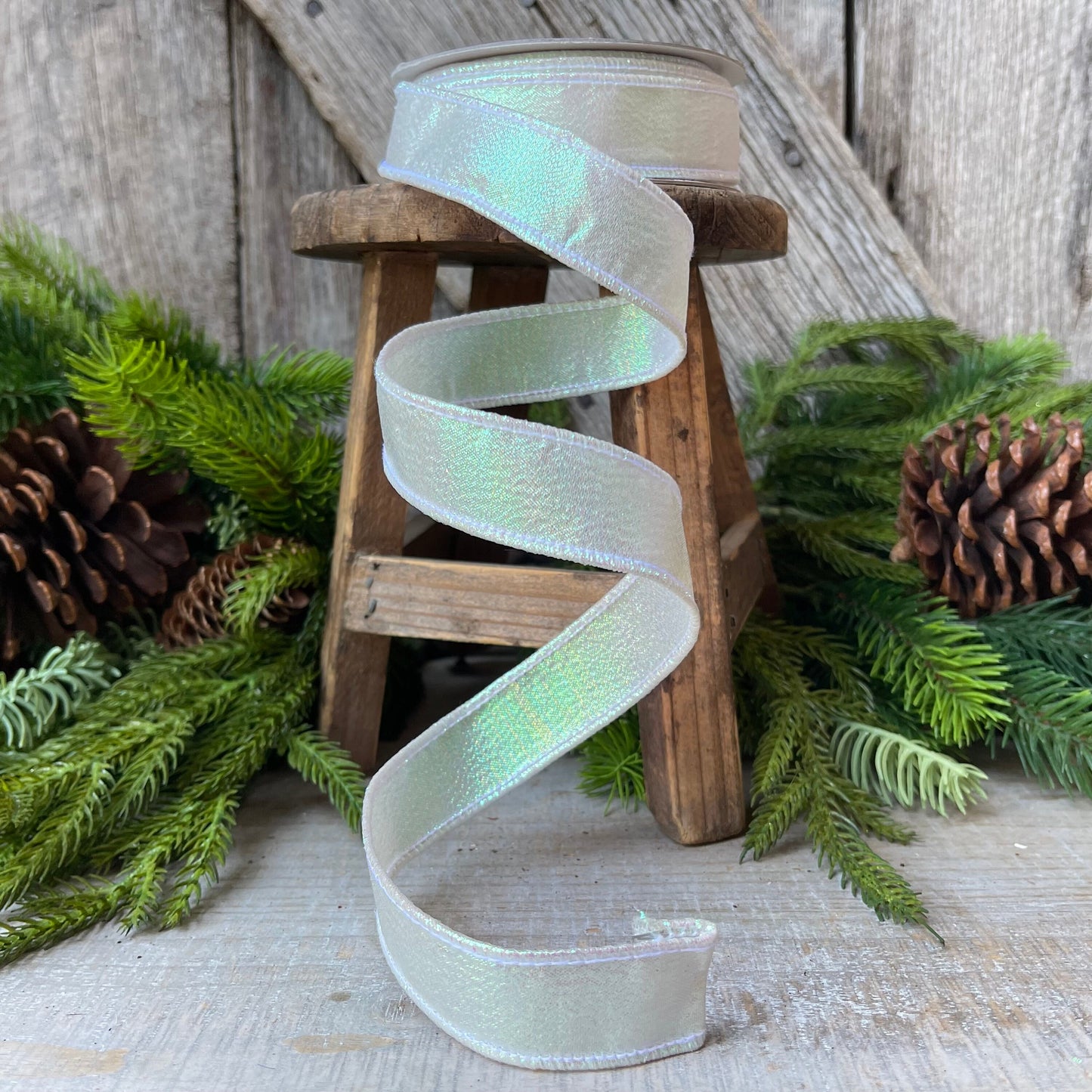 1" IRIDESCENT WHITE Luster, Farrisilk Ribbon