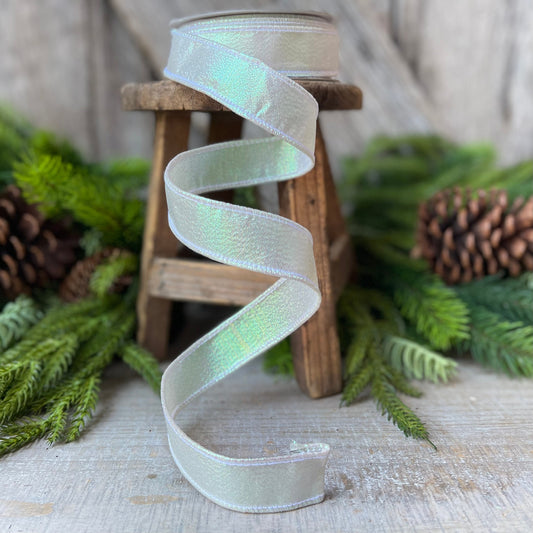 1" IRIDESCENT WHITE Luster, Farrisilk Ribbon, Farrisilk Velvet