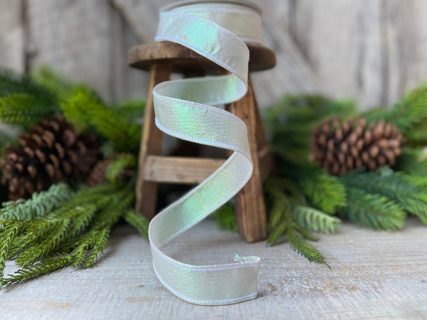 1" IRIDESCENT WHITE Luster, Farrisilk Ribbon
