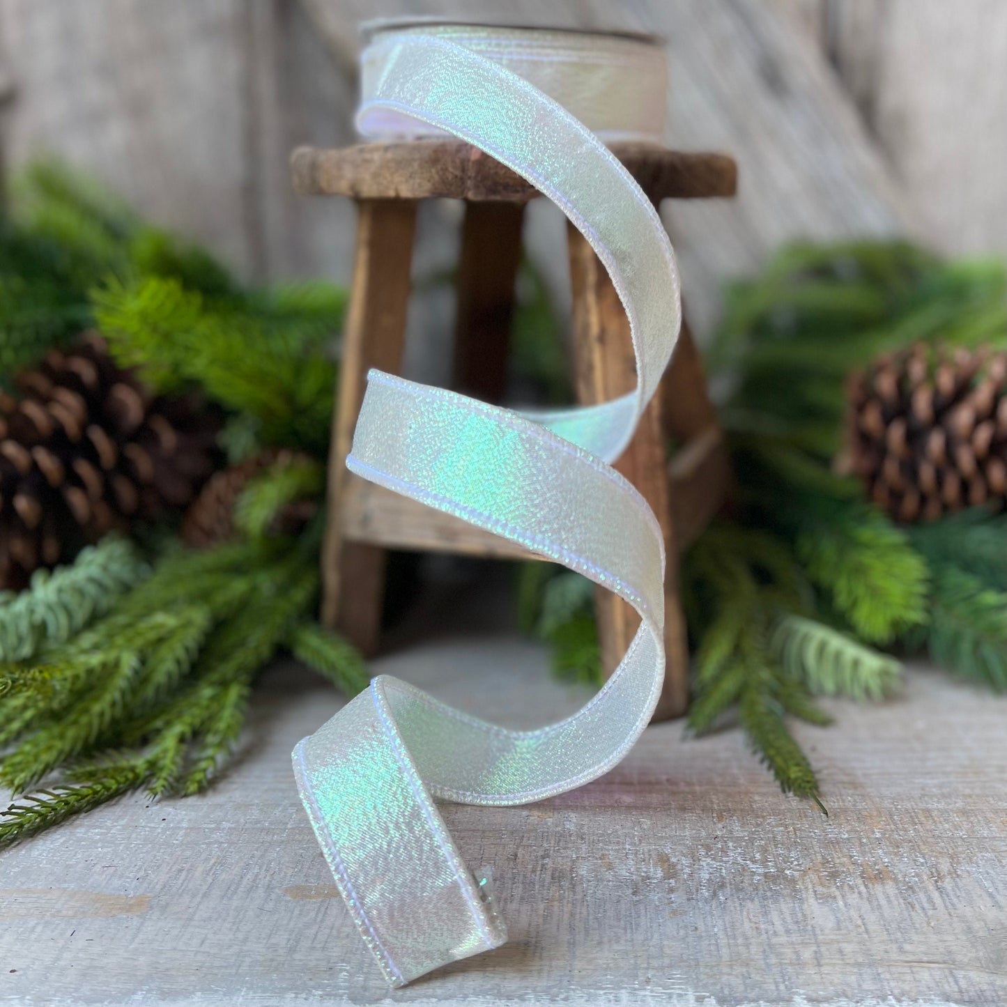1" IRIDESCENT WHITE Luster, Farrisilk Ribbon