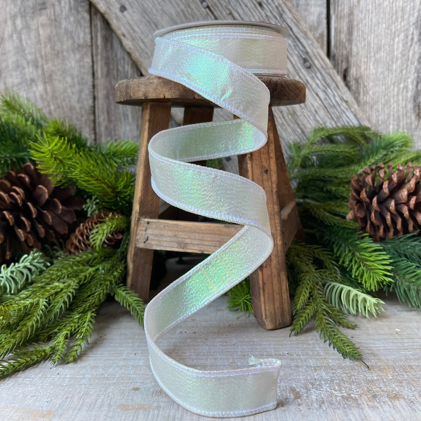 1" IRIDESCENT WHITE Luster, Farrisilk Ribbon
