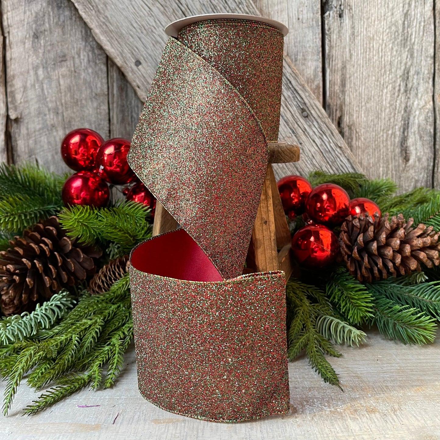 4" Ruby Emerald Diamond Dust by Farrisilk, Farrisilk Ribbon