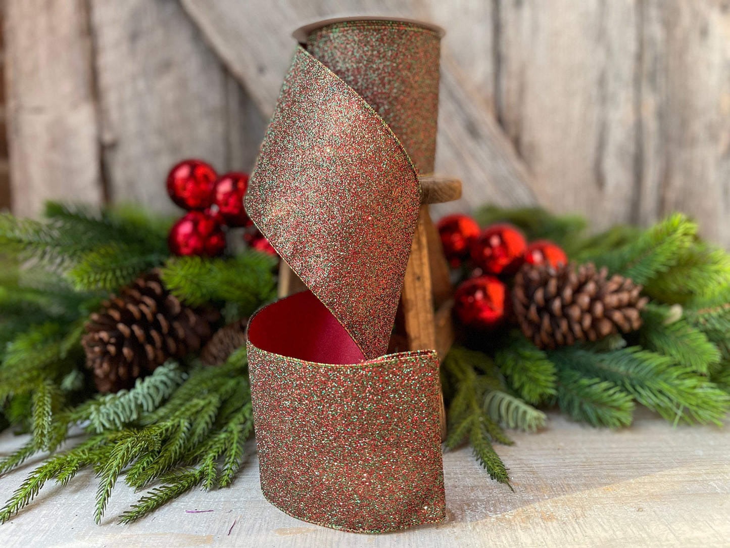 4" Ruby Emerald Diamond Dust by Farrisilk, Farrisilk Ribbon