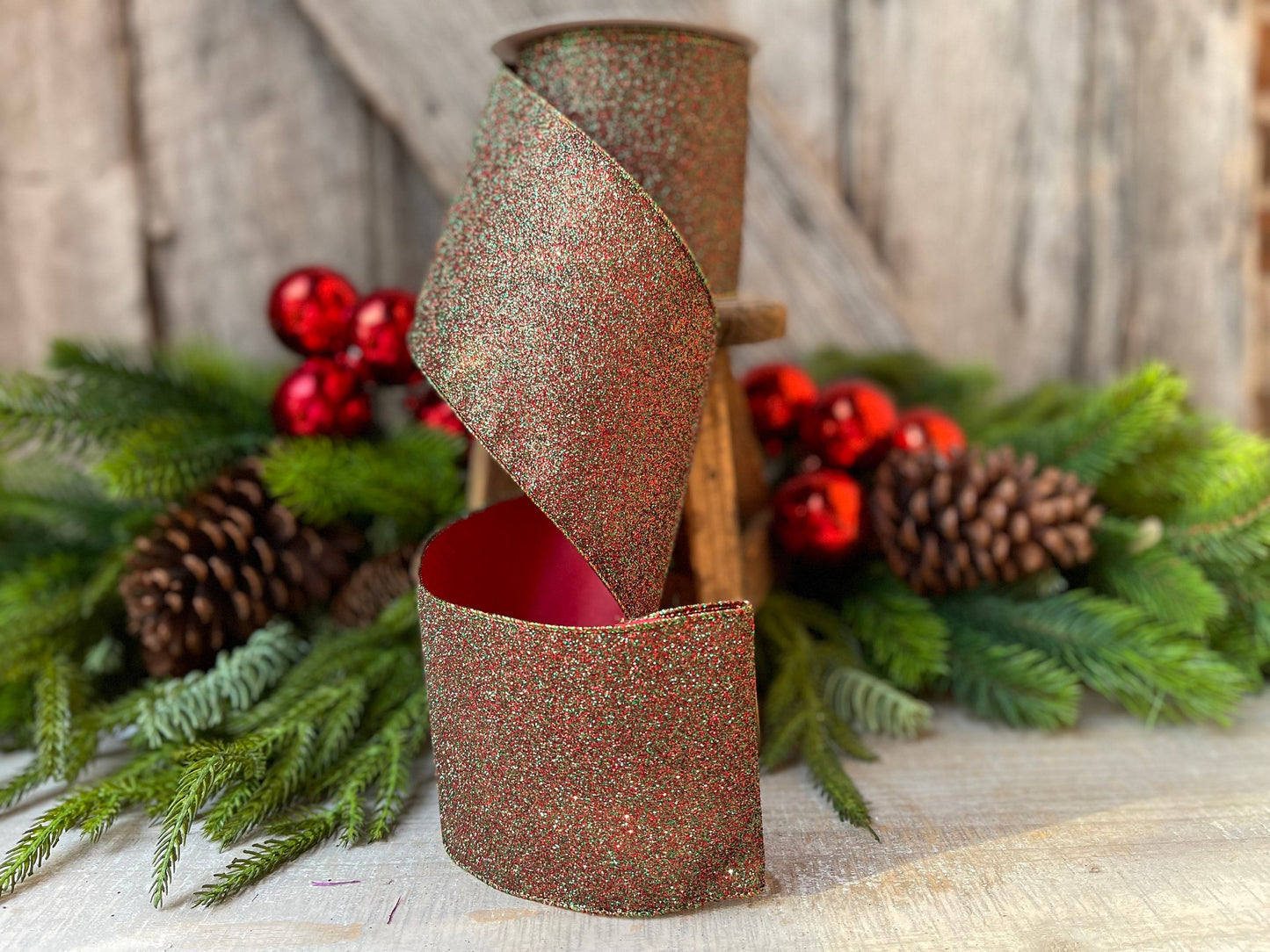 4" Ruby Emerald Diamond Dust by Farrisilk, Farrisilk Ribbon