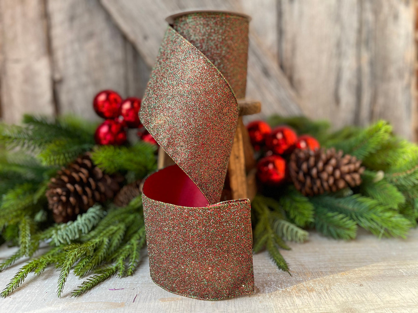 4" Ruby Emerald Diamond Dust by Farrisilk, Farrisilk Ribbon