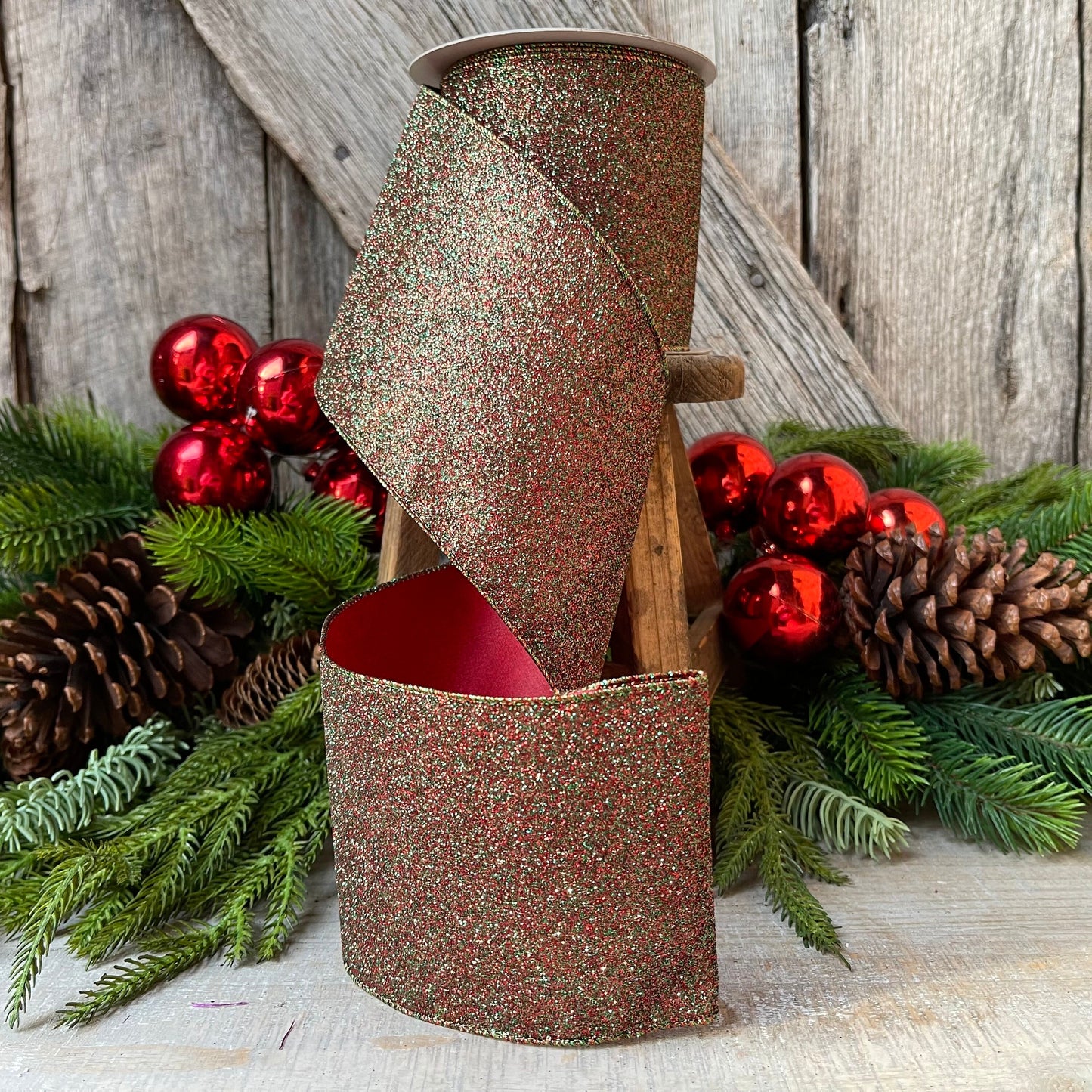 4" Ruby Emerald Diamond Dust by Farrisilk, Farrisilk Ribbon