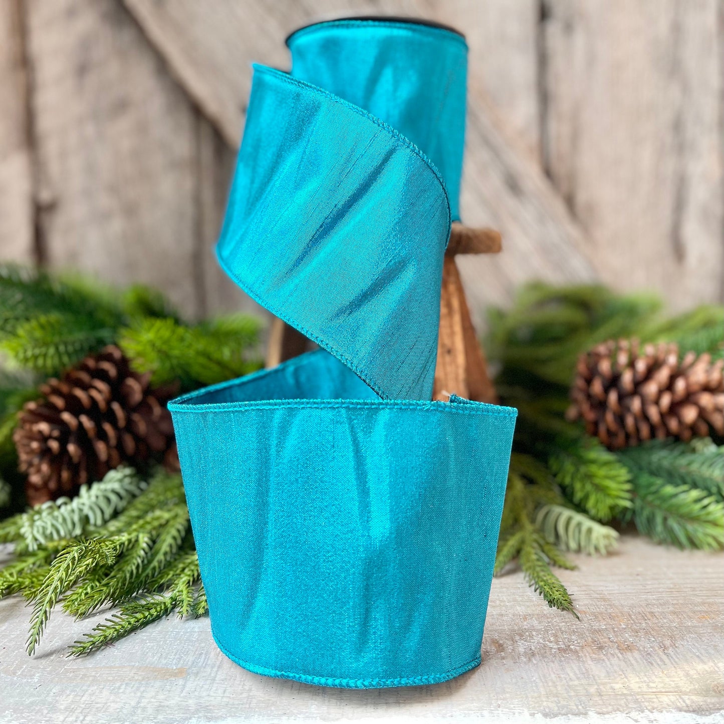 4" Turquoise Luster Ribbon, Farrisilk Ribbon