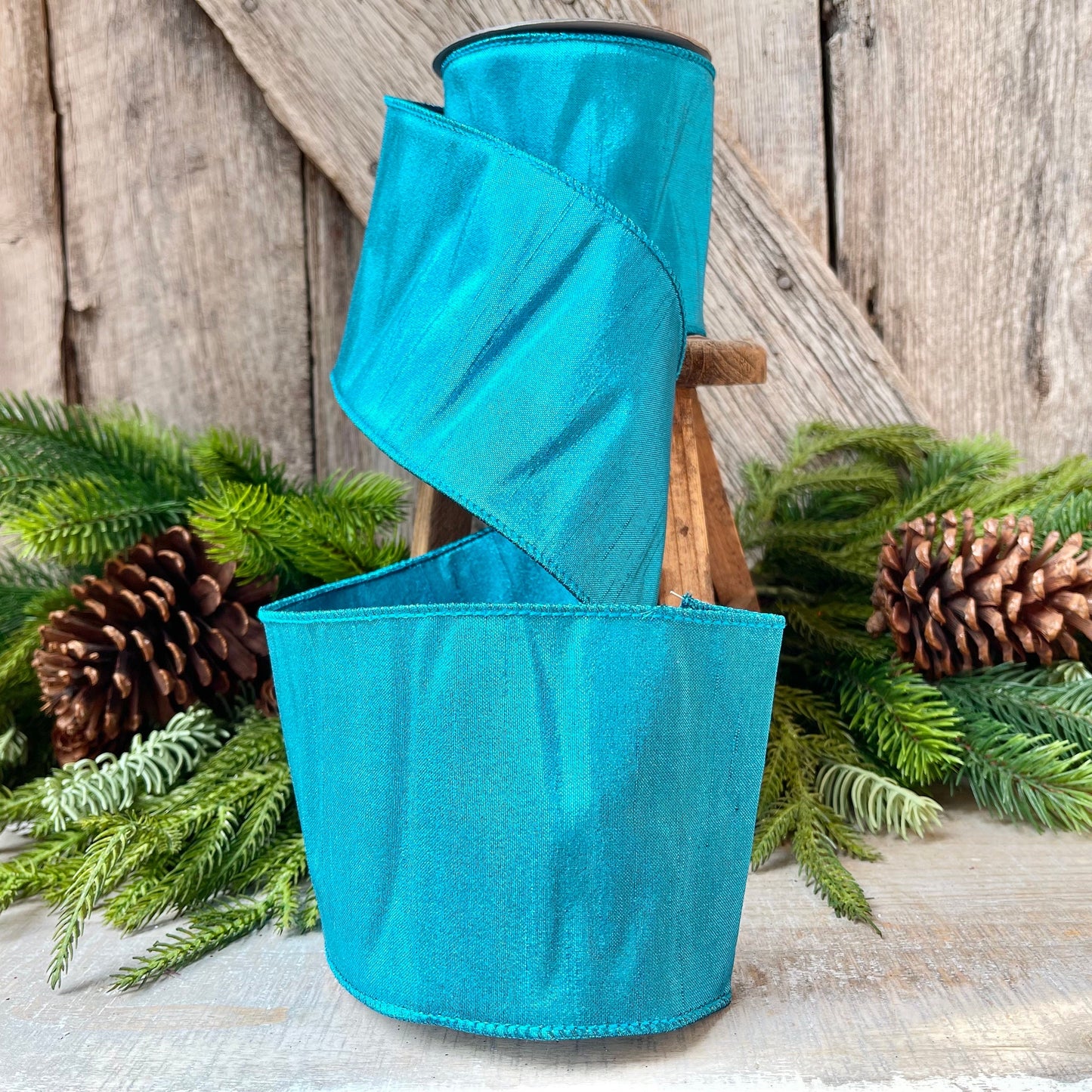 4" Turquoise Ribbon, Ribbon, Teal Shimmer Ribbon