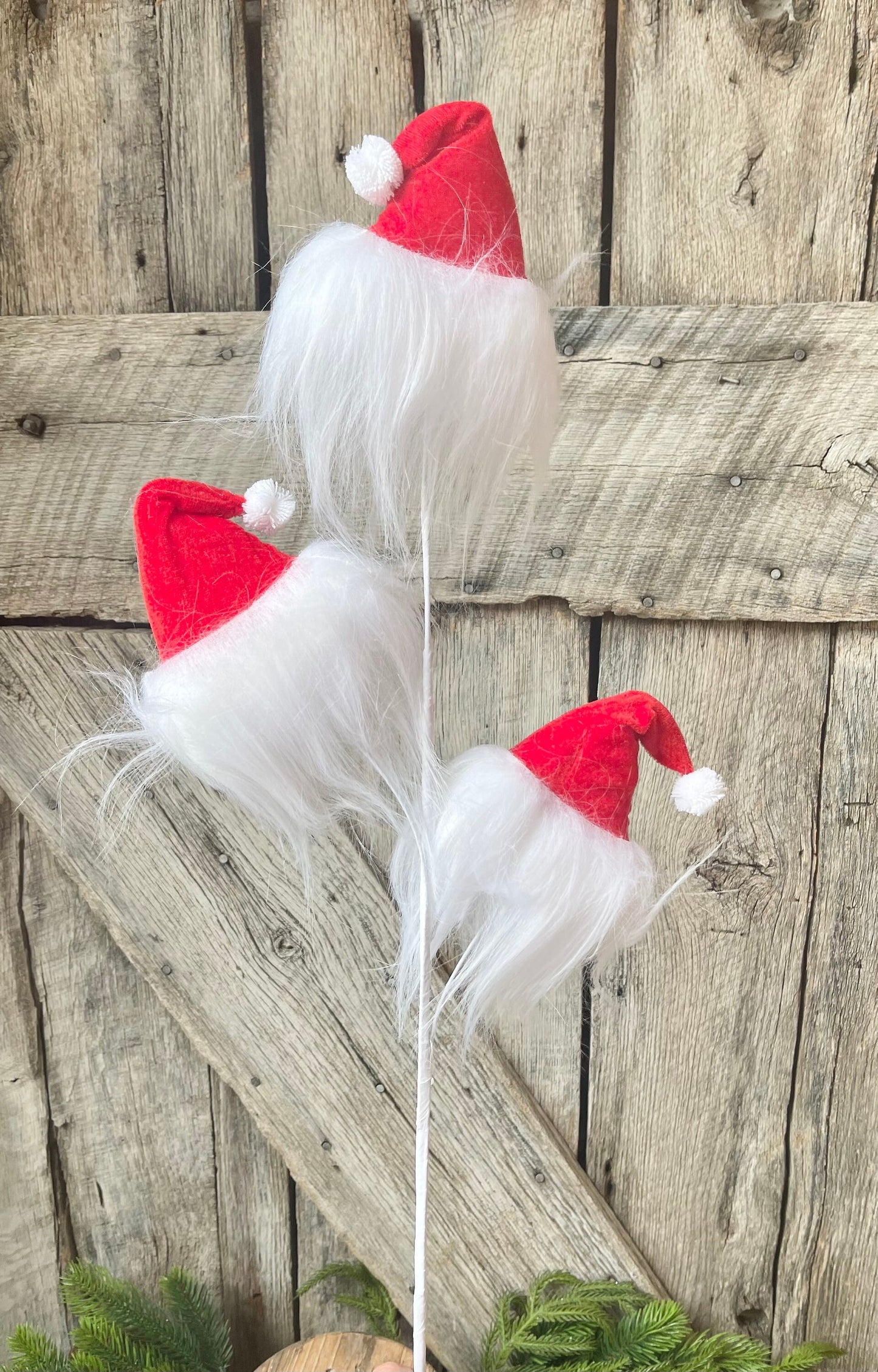 29" Santa Hat Spray, Red White Santa Hat Spray, Christmas Tree Topper