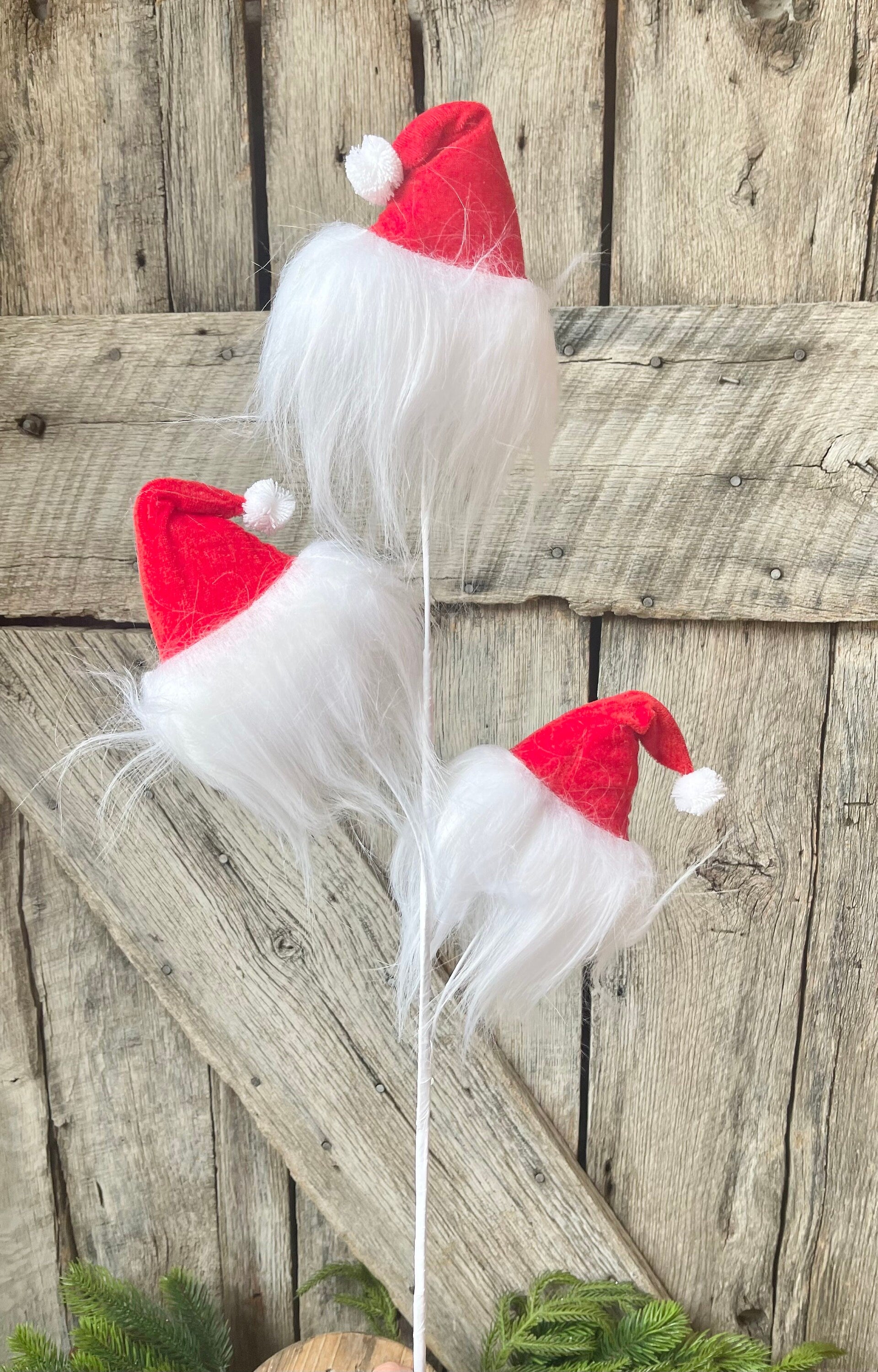 29" Santa Hat Spray, Red White Santa Hat Spray, Christmas Tree Topper