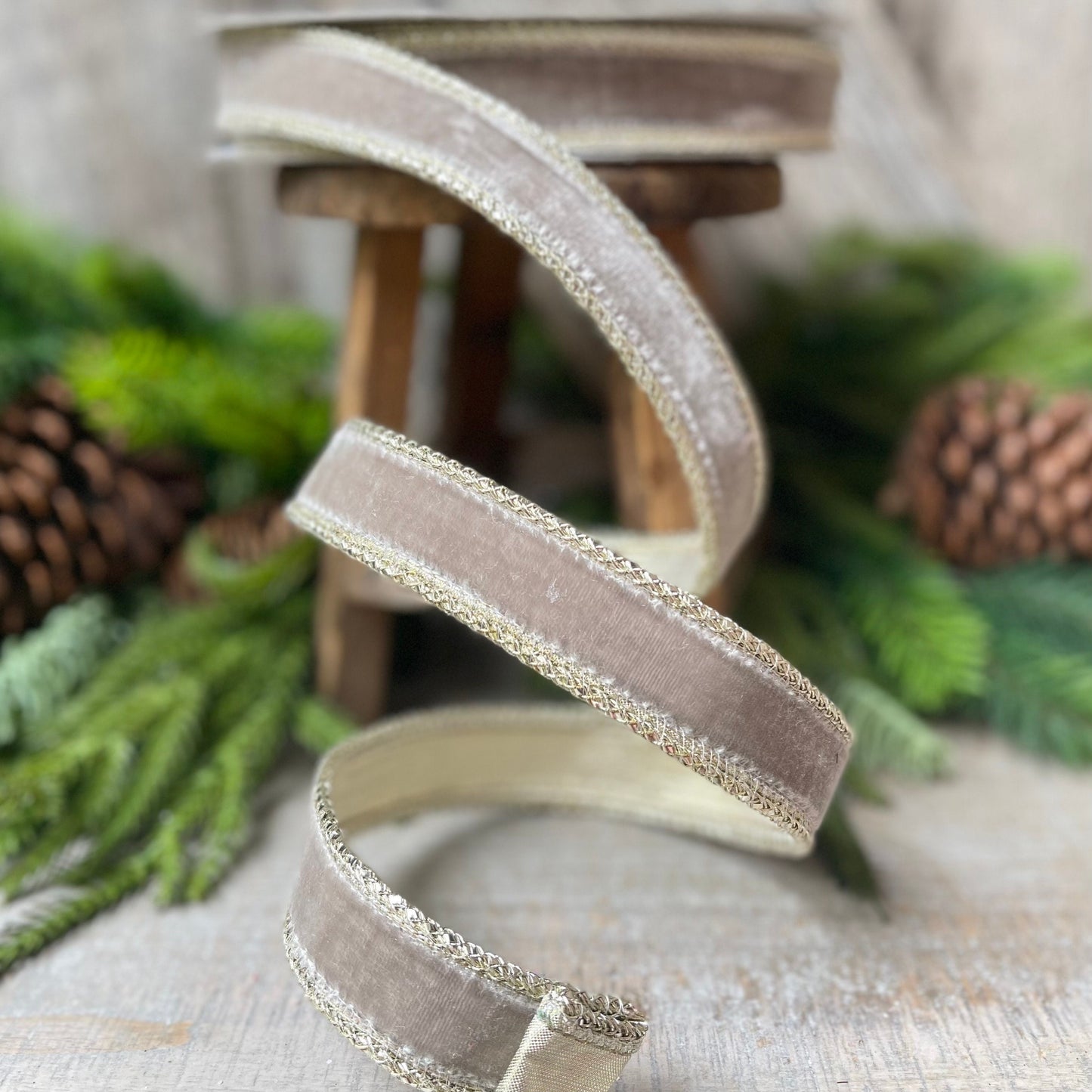 Farrislk 1" Platinum Royal Velvet, Holiday Ribbon, Velvet Ribbon