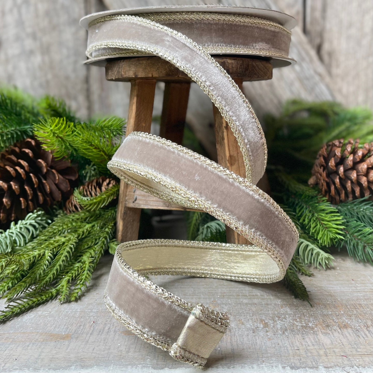 Farrislk 1" Platinum Royal Velvet, Holiday Ribbon, Velvet Ribbon
