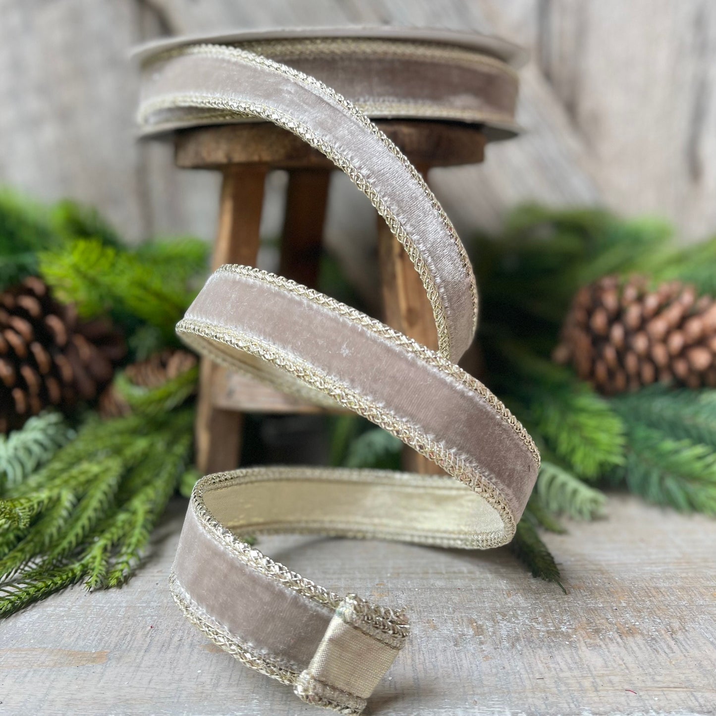 Farrislk 1" Platinum Royal Velvet, Holiday Ribbon, Velvet Ribbon