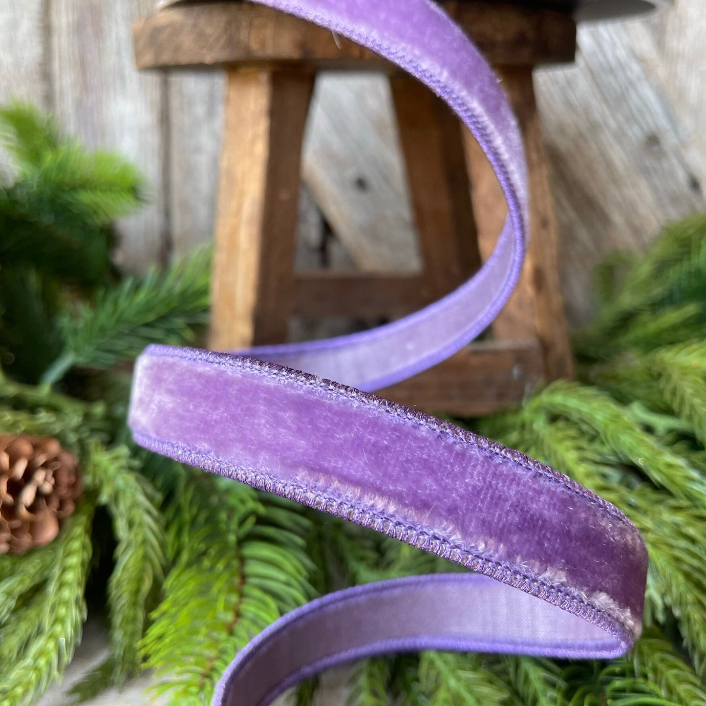3/4" Violet Purple Velvet Ribbon, Farrisilk Wired Velvet Ribbon
