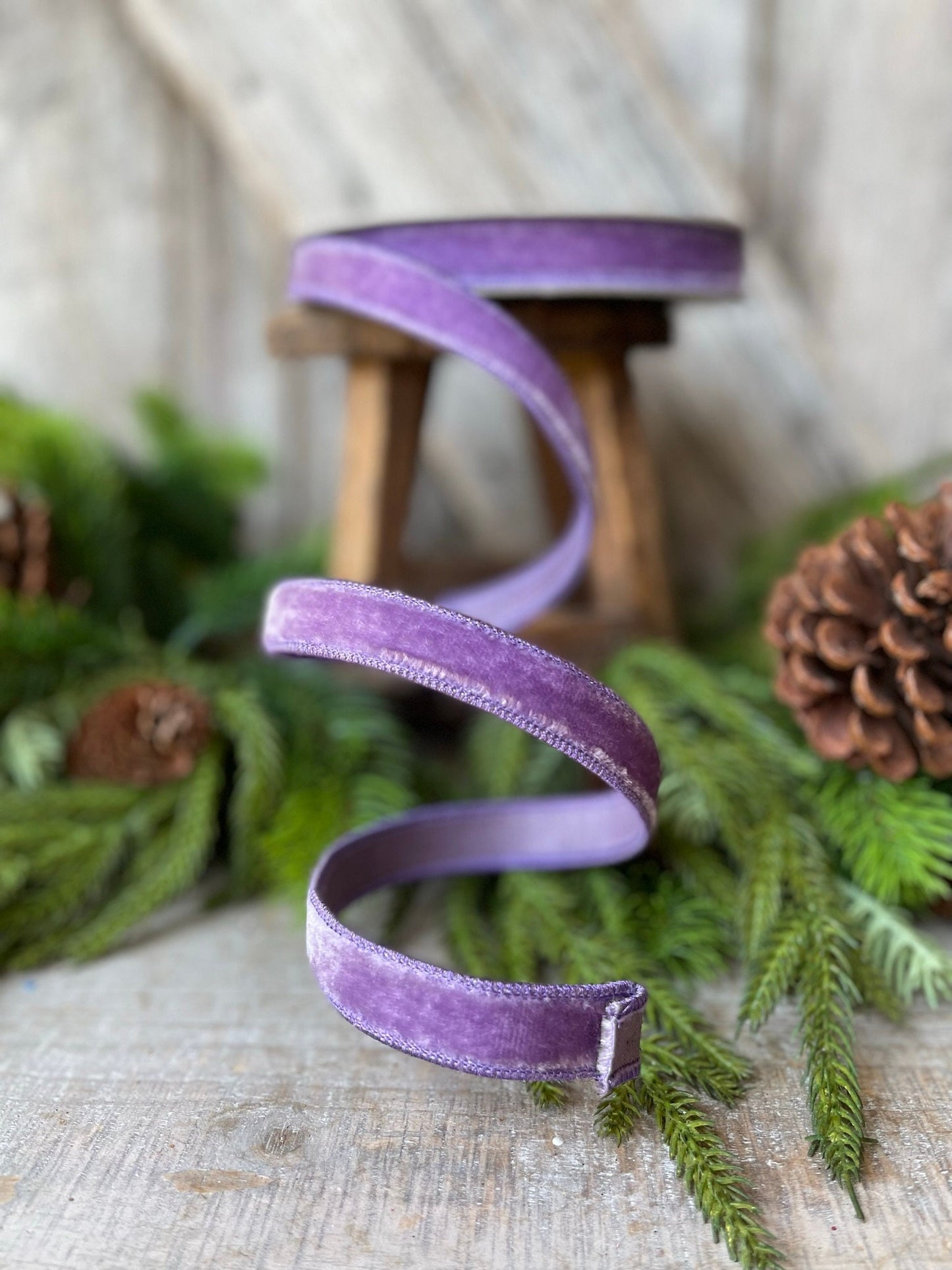 3/4" Violet Purple Velvet Ribbon, Farrisilk Wired Velvet Ribbon