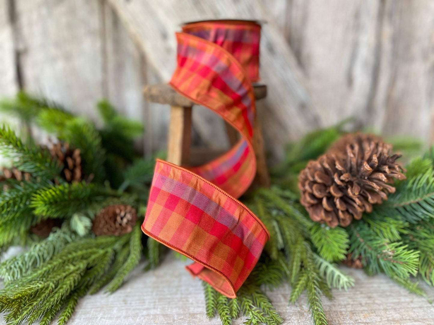 2.5" Fall Plaid Ribbon, Farisilk ribbon