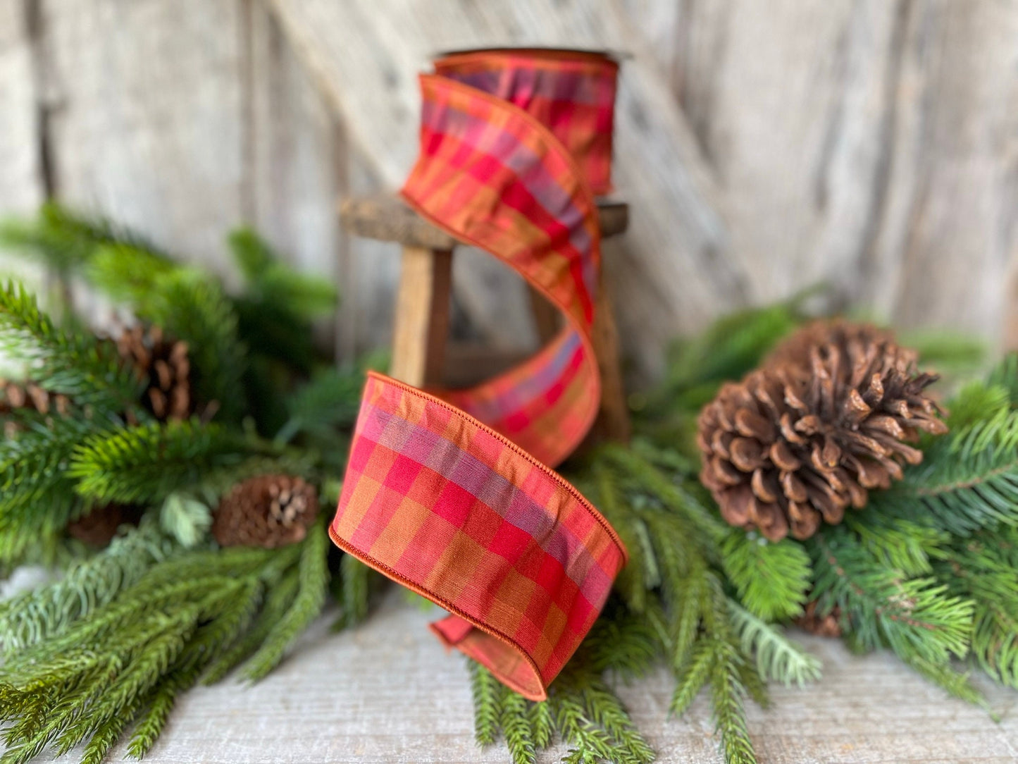2.5" Fall Plaid Ribbon, Farisilk ribbon