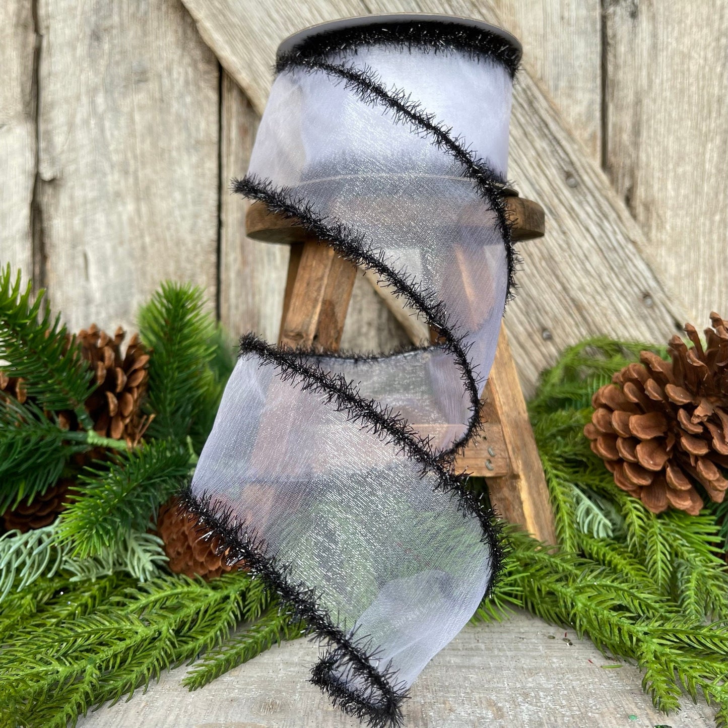 2.5" Sheer Creepy Wired Ribbon, Farrisilk Ribbon, Halloween Ribbon