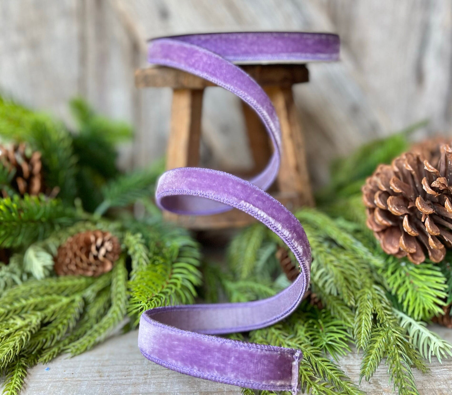 3/4" Violet Purple Velvet Ribbon, Farrisilk Wired Velvet Ribbon