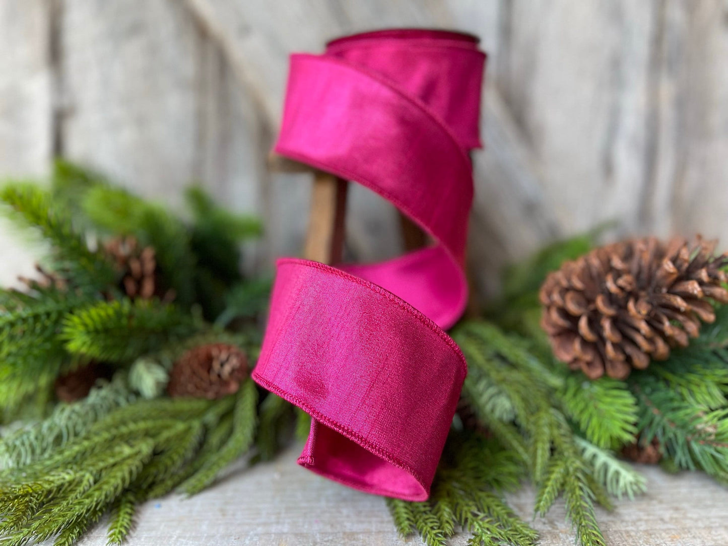 2.5" Hot Pink Luster Ribbon, Farrisilk ribbon, Wired Ribbon