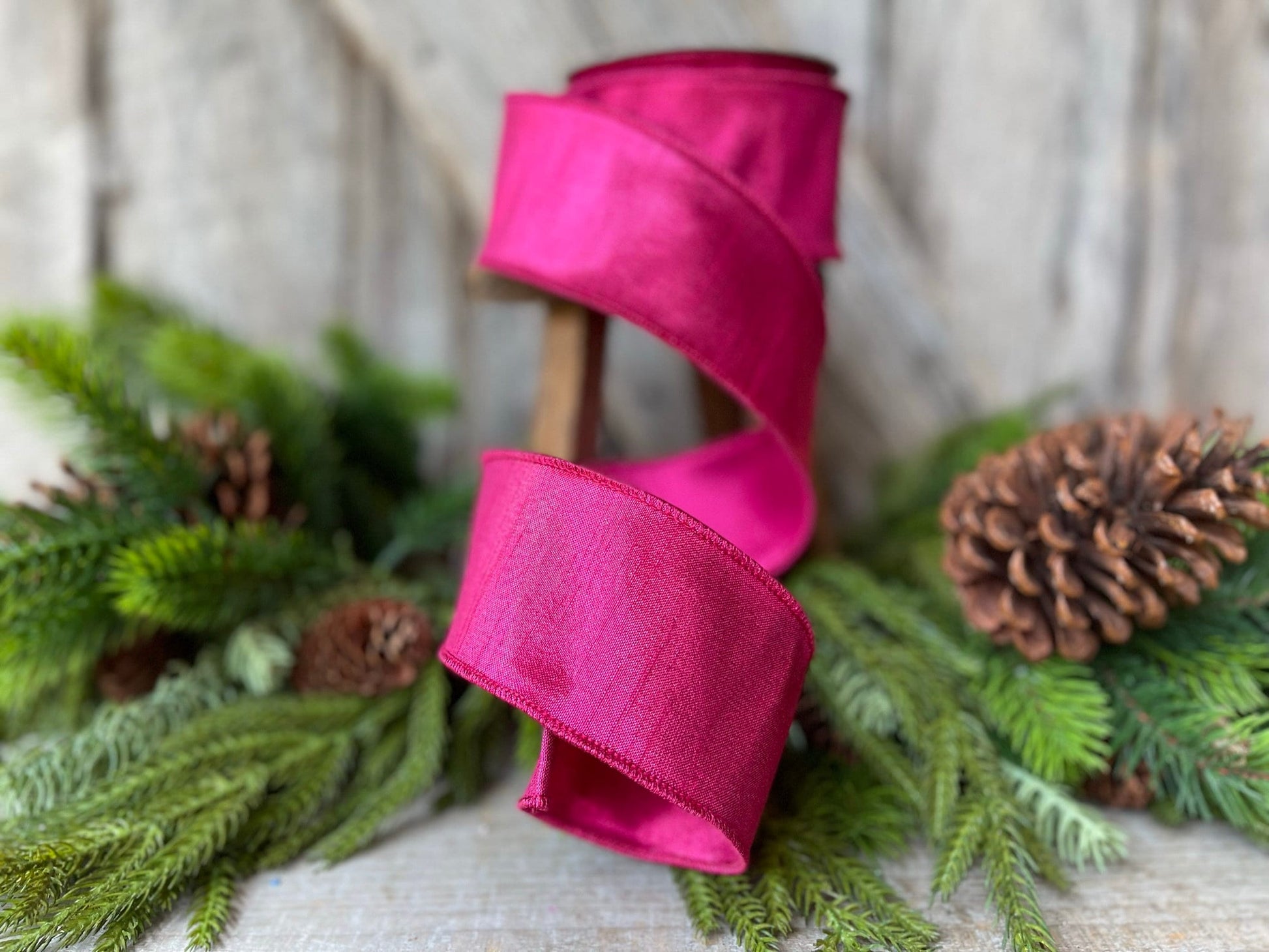 2.5" Hot Pink Luster Ribbon, Farrisilk ribbon, Wired Ribbon