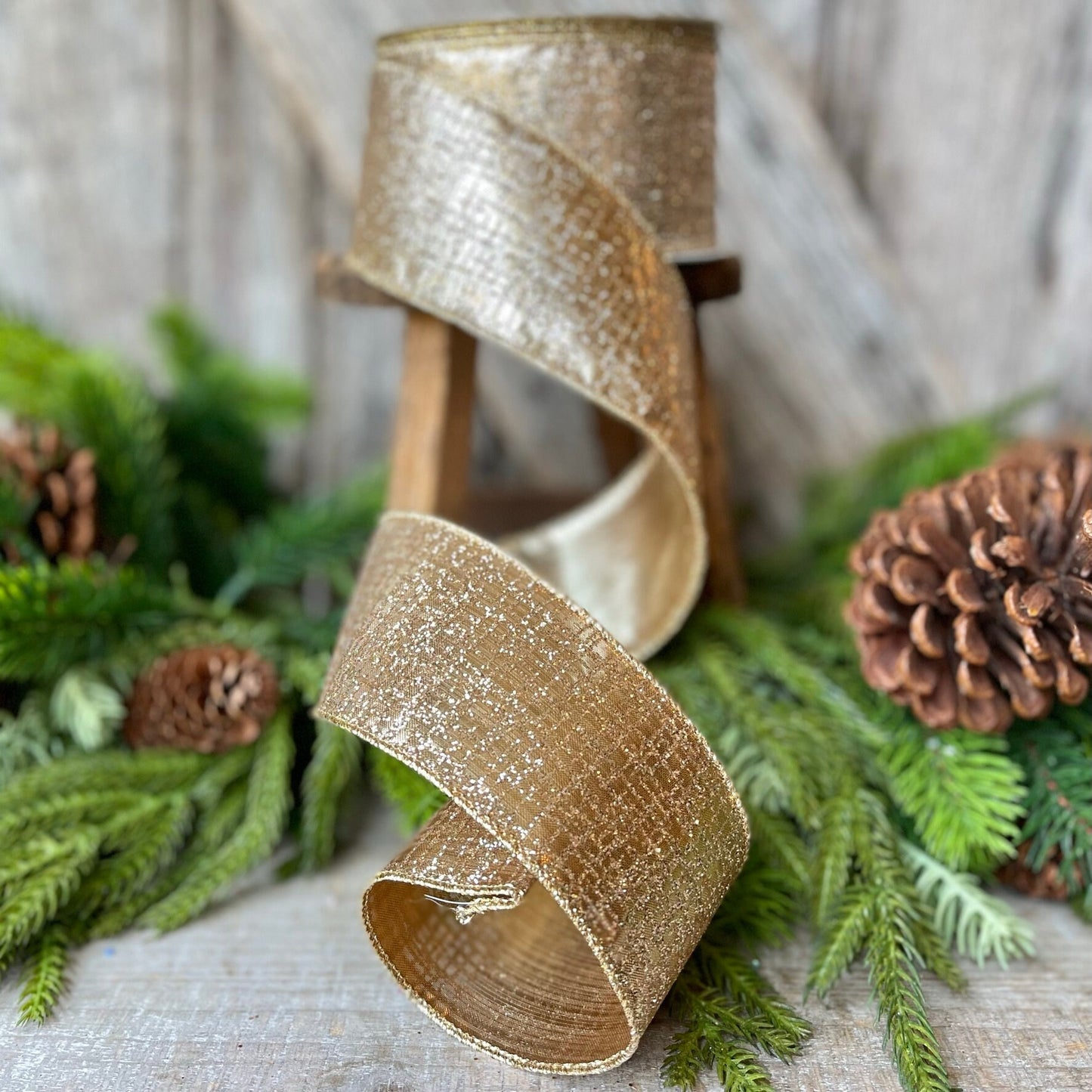 2.5" Platinum Graphic Glitter Ribbon, Farrisilk