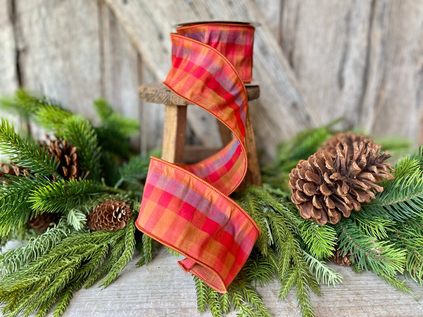2.5" Fall Plaid Ribbon, Farisilk ribbon