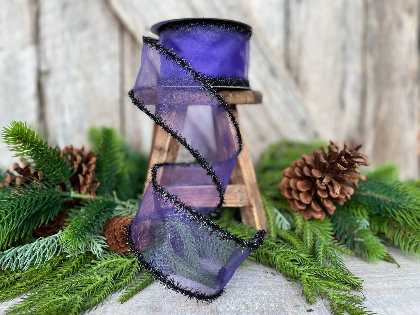 2.5" Sheer Creepy Wired Ribbon, Farrisilk Ribbon
