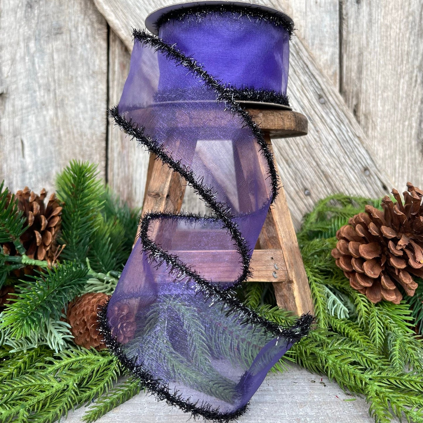 2.5" Sheer Creepy Wired Ribbon, Farrisilk Ribbon