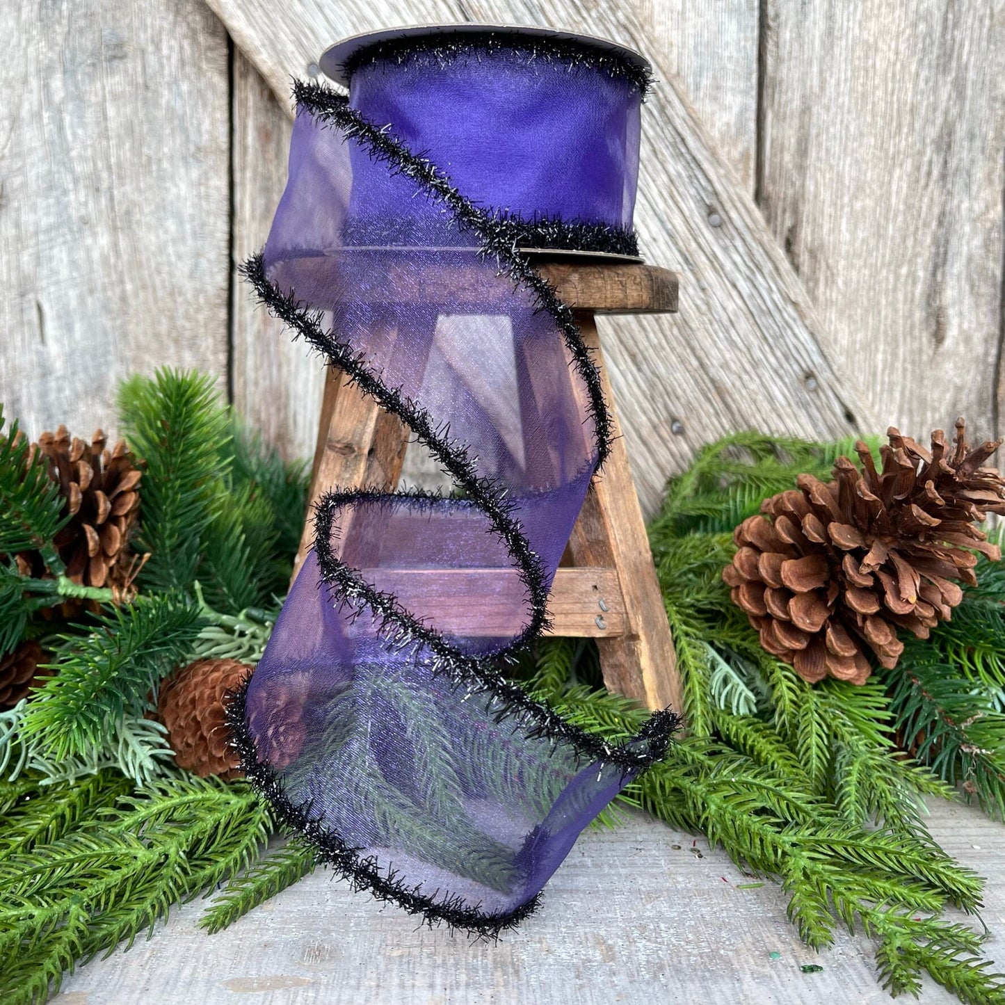 2.5" Sheer Creepy Wired Ribbon, Farrisilk Ribbon