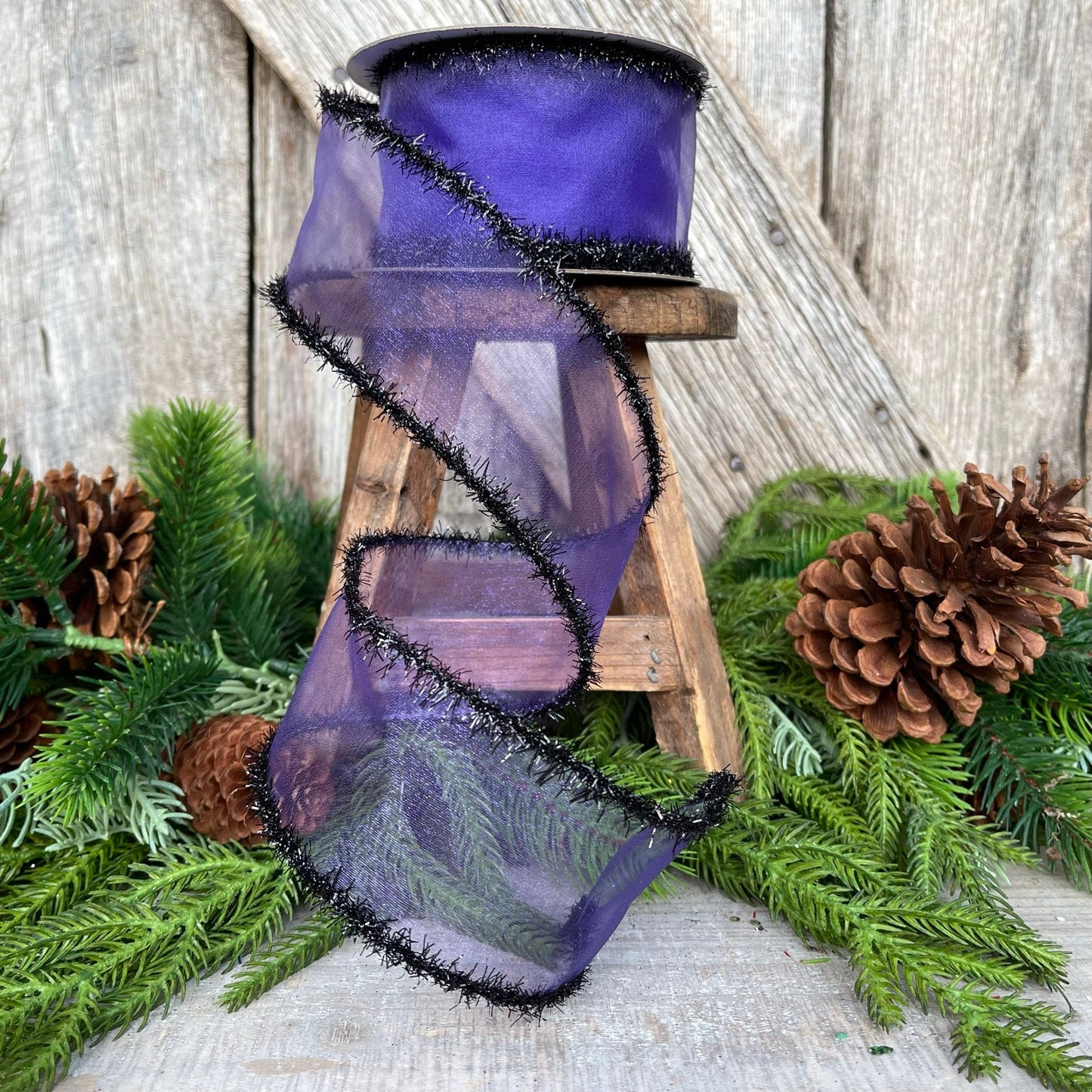 2.5" Sheer Creepy Wired Ribbon, Farrisilk Ribbon