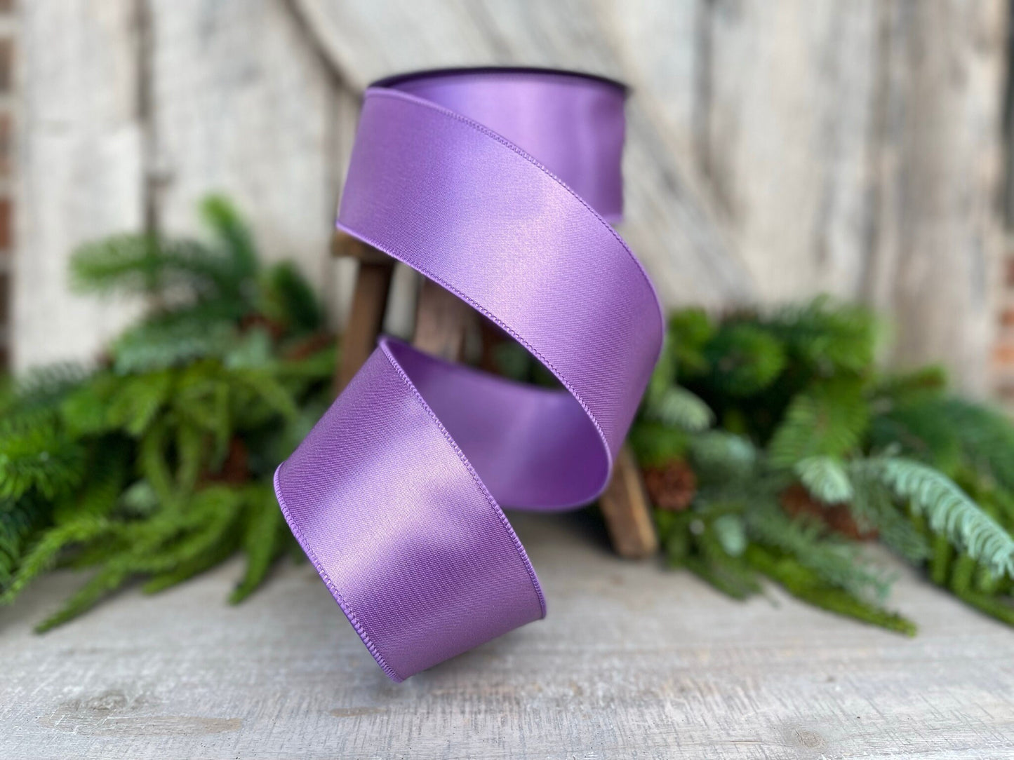 2.5" Purple Lavender Wired Ribbon, Farrisilk Ribbon, Satin Ribbon