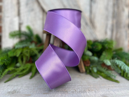 2.5" Purple Lavender Wired Ribbon, Farrisilk Ribbon, Satin Ribbon
