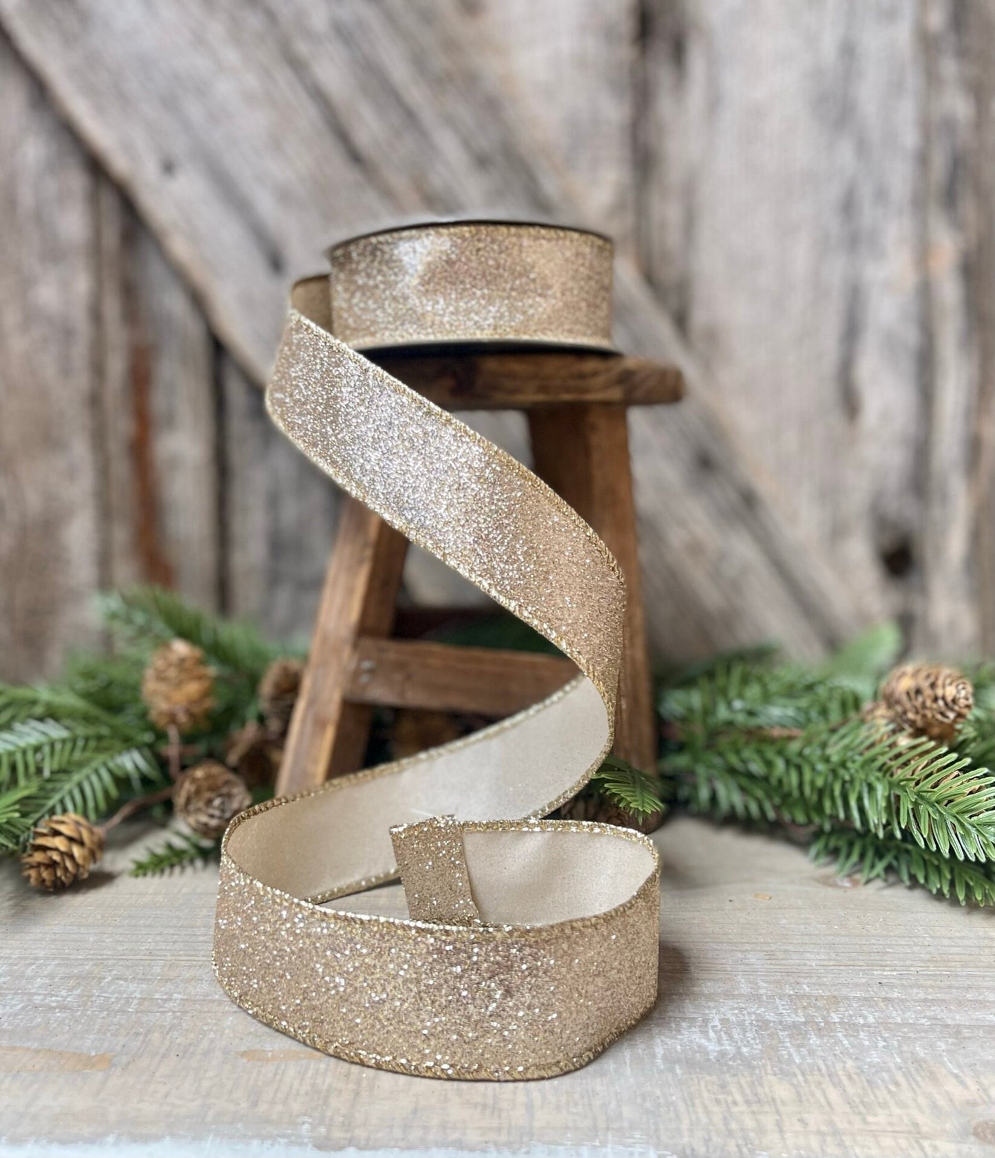 1.5" Christmas Ribbon, Farrisilk Ribbon, Diamond Dust Ribbon