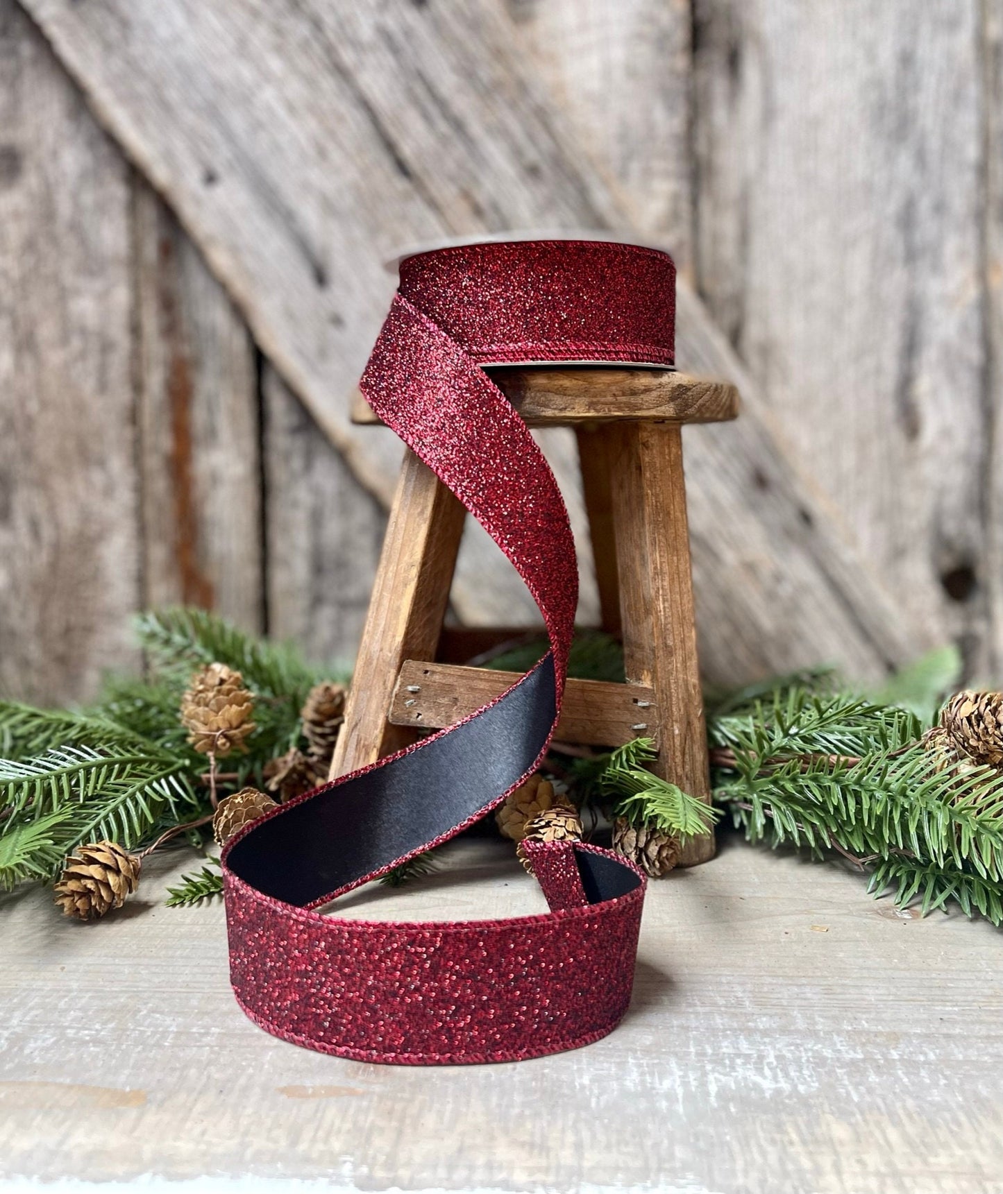1.5" Christmas Ribbon, Farrisilk Ribbon, Diamond Dust Ribbon, Red, Emerald Green, Ruby, Gold, Light Gold, Wired Ribbon, Glitter Ribbon