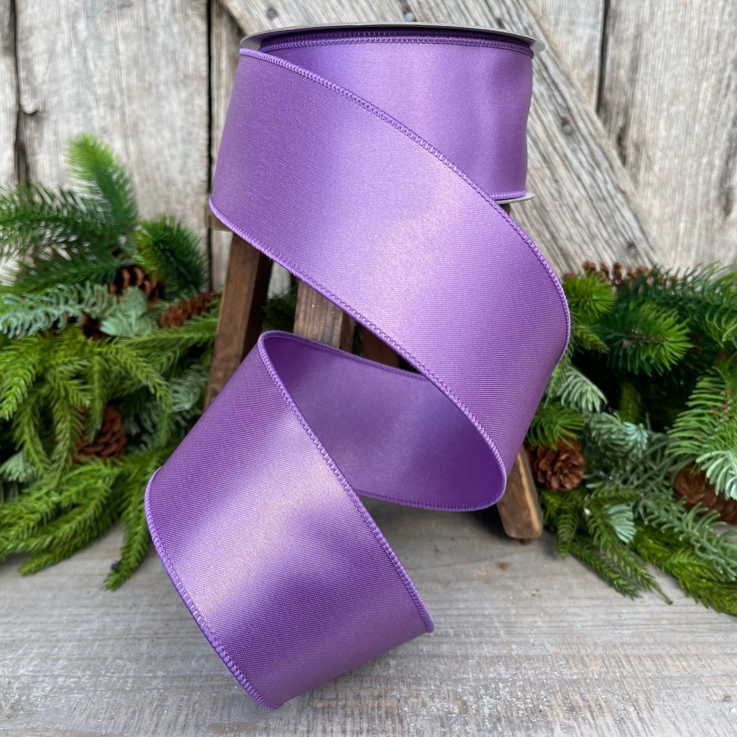 2.5" Purple Lavender Wired Ribbon, Farrisilk Ribbon, Satin Ribbon
