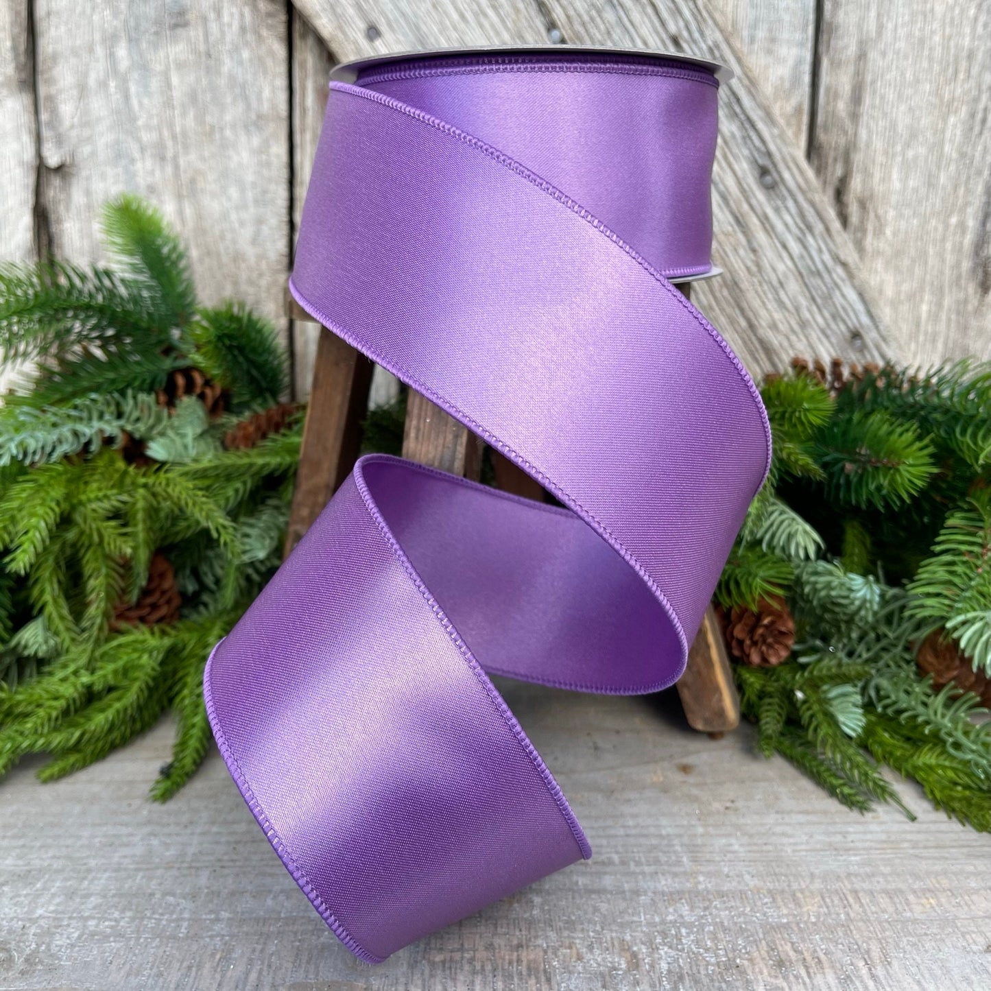 2.5" Purple Lavender Wired Ribbon, Farrisilk Ribbon, Satin Ribbon
