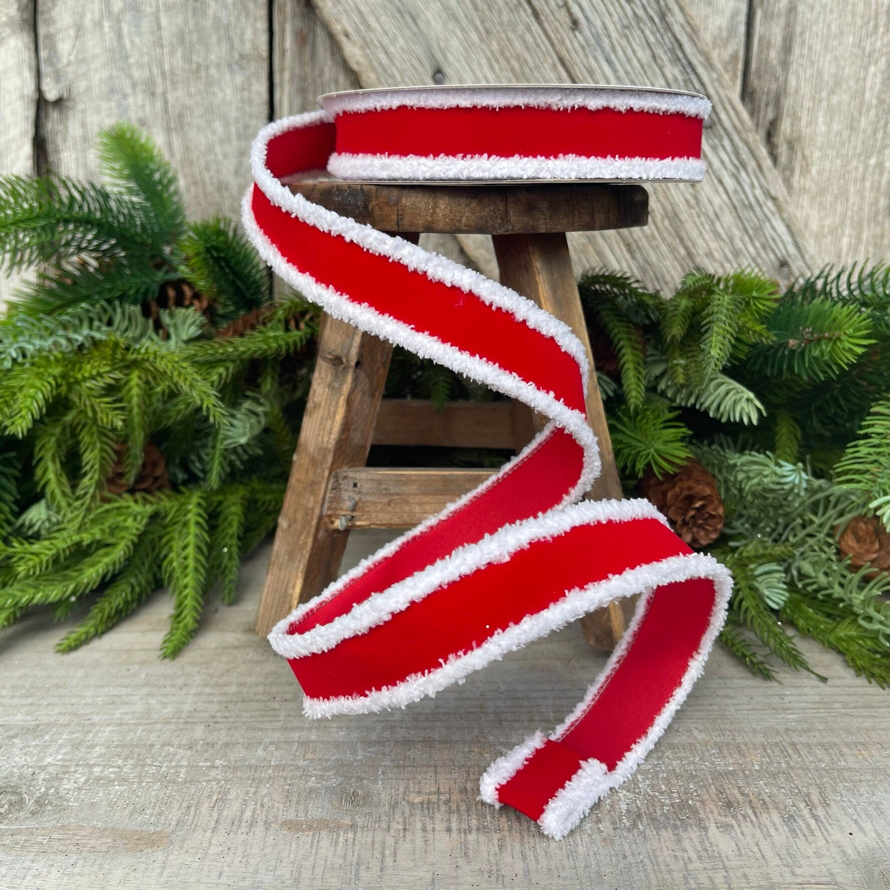 1" Santa Trim, Wired RIbbon, Farrisilk Ribbon