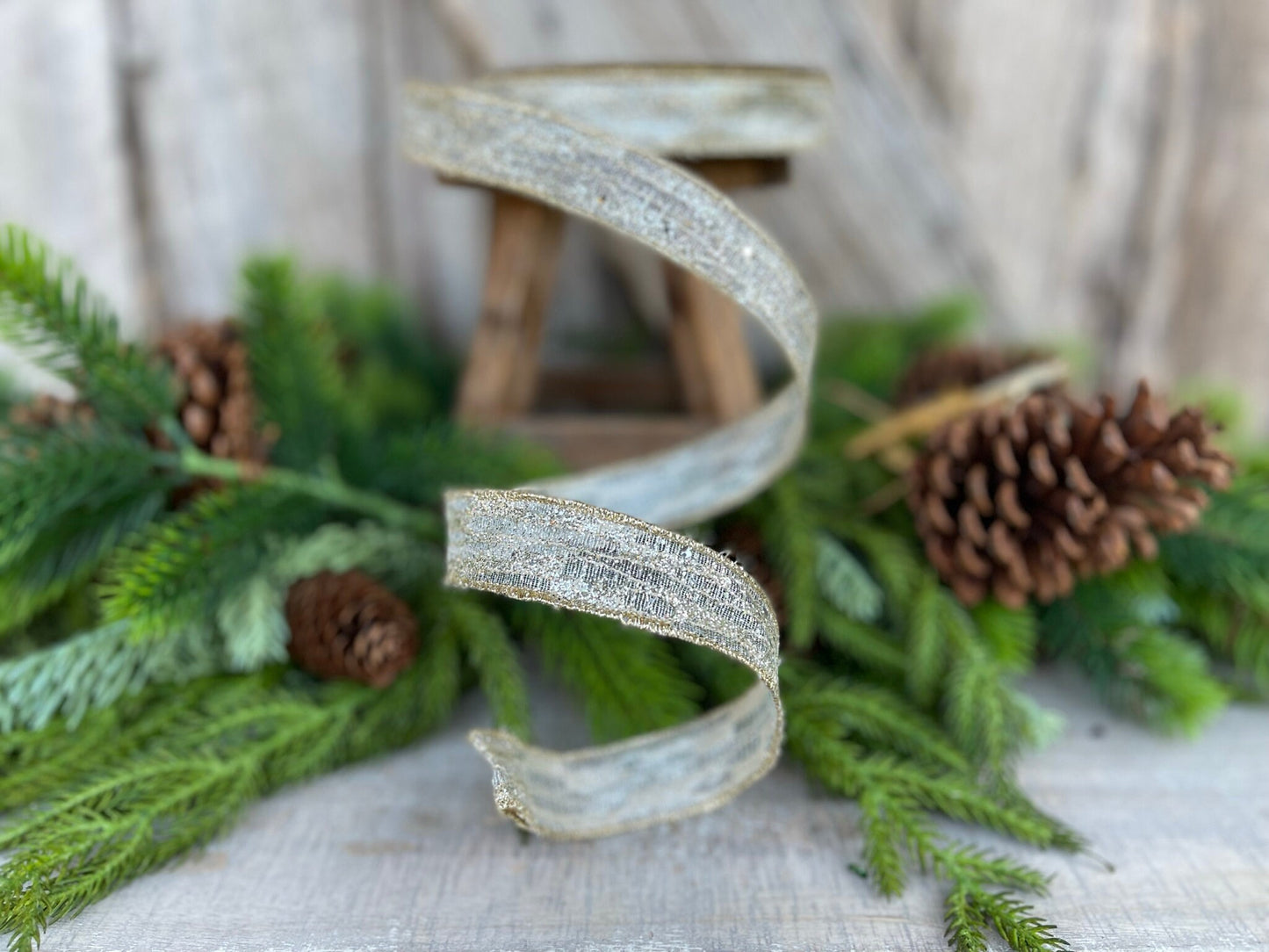 1" Platinum Reflections RIbbon, Farrisilk Ribbon, Christmas Ribbon