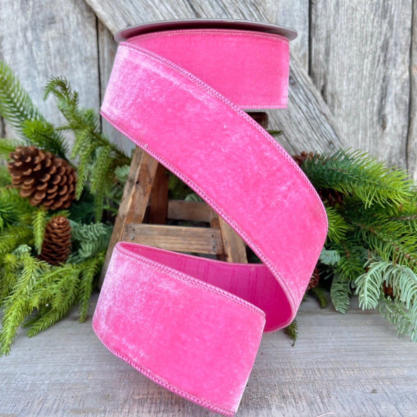2.5" Bubblegum Pink Velvet, Farrisilk Ribbon, Designer RIbbon