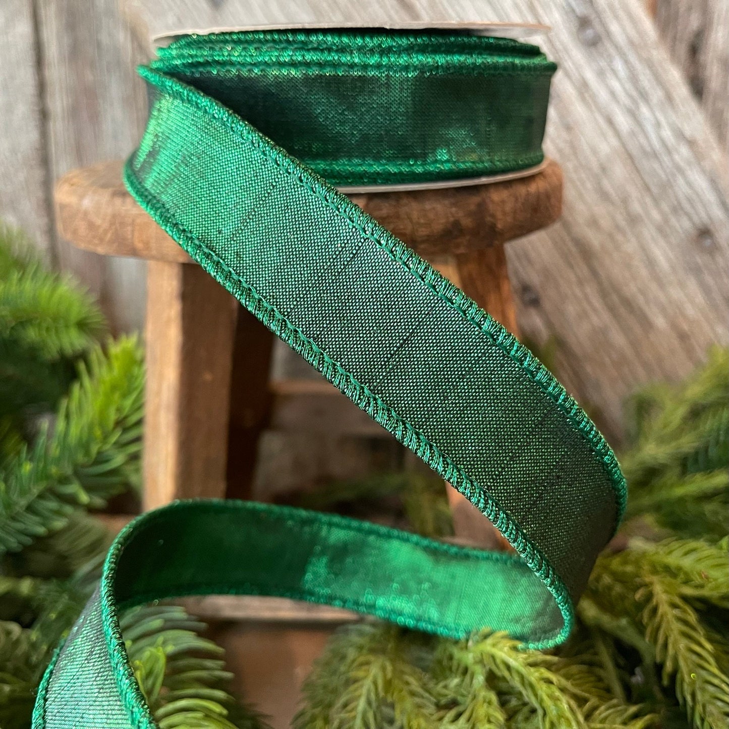 1" Emerald Green Luster Ribbon, Farrisilk