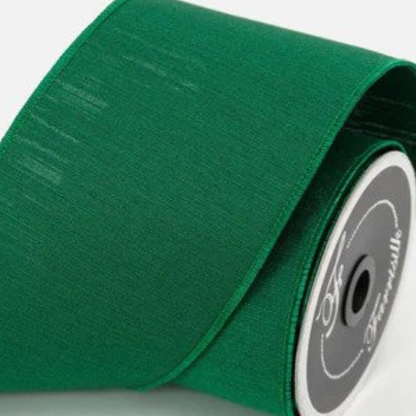 4" Emerald Green Shabby Silk, Farrisilk Ribbon, Wired Ribbon