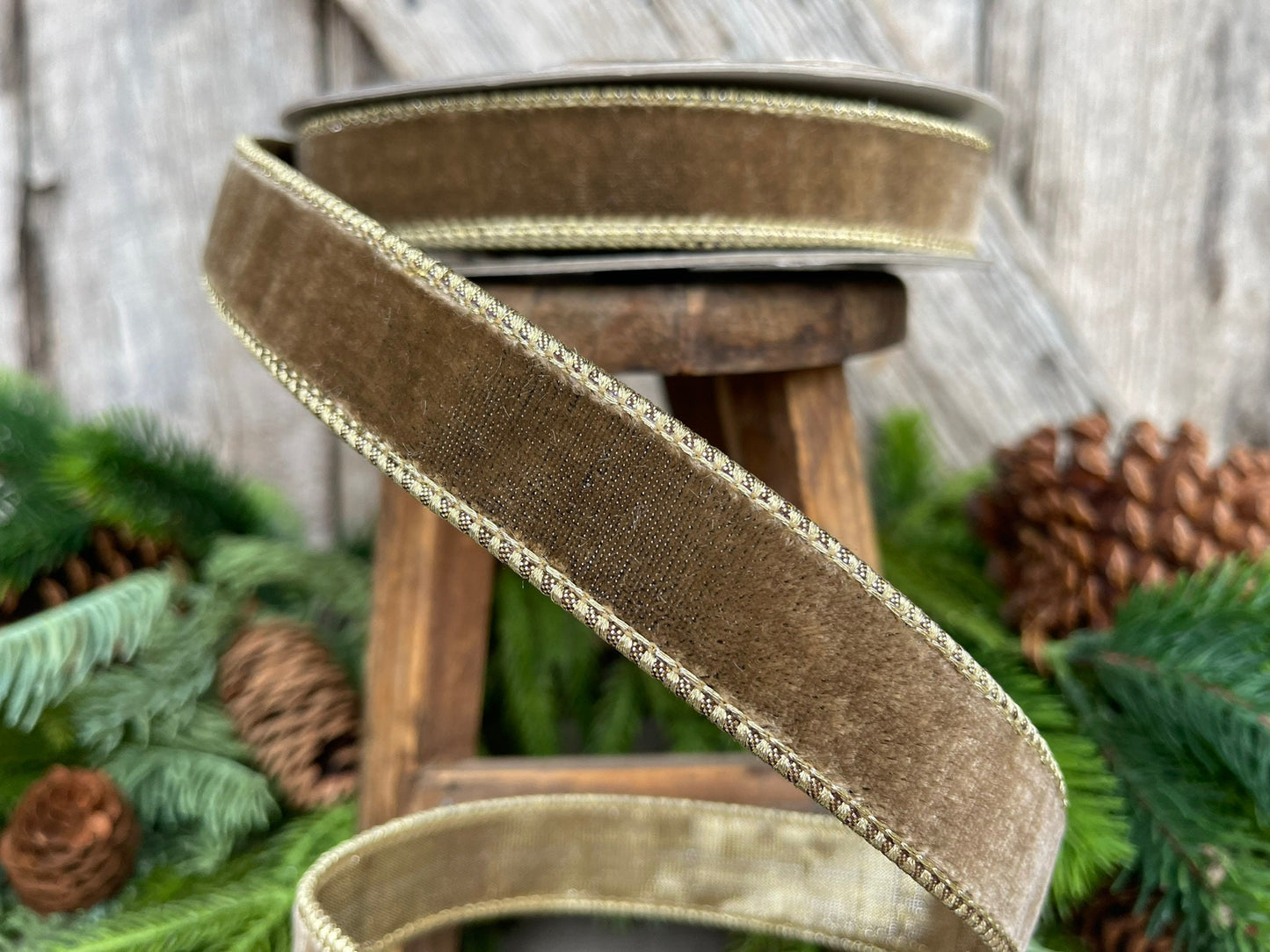 1” Mink Velvet Ribbon, Farrisilk ribbon